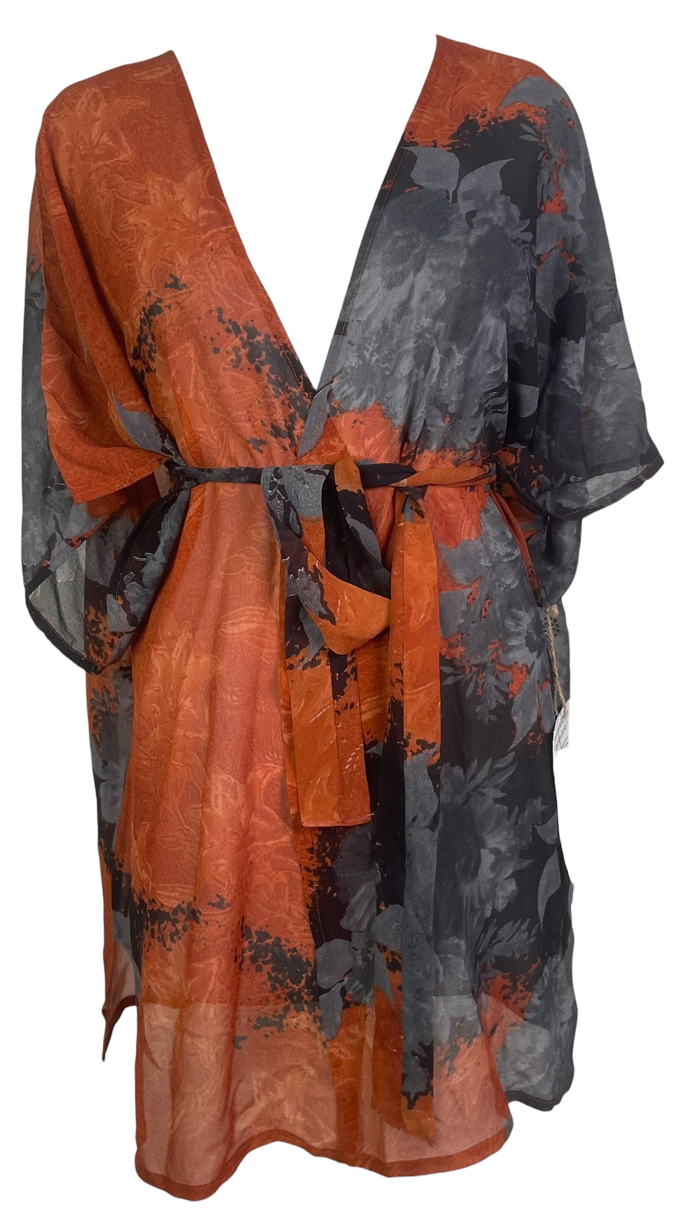 PREVIEW PRG8522 Sheer Avatar Pure Silk Kimono-Sleeved Jacket with Belt by MARCH2026 – Handmade ethical Short Kimono from sariKNOTsari using upcycled silk. Designed in Canada for travel and slow fashion, loved from Toronto to LA to Sydney. Featuring Zsiska, Bryn Walker and Artisan Leather coats by Rejean Pepin, Pepin designs