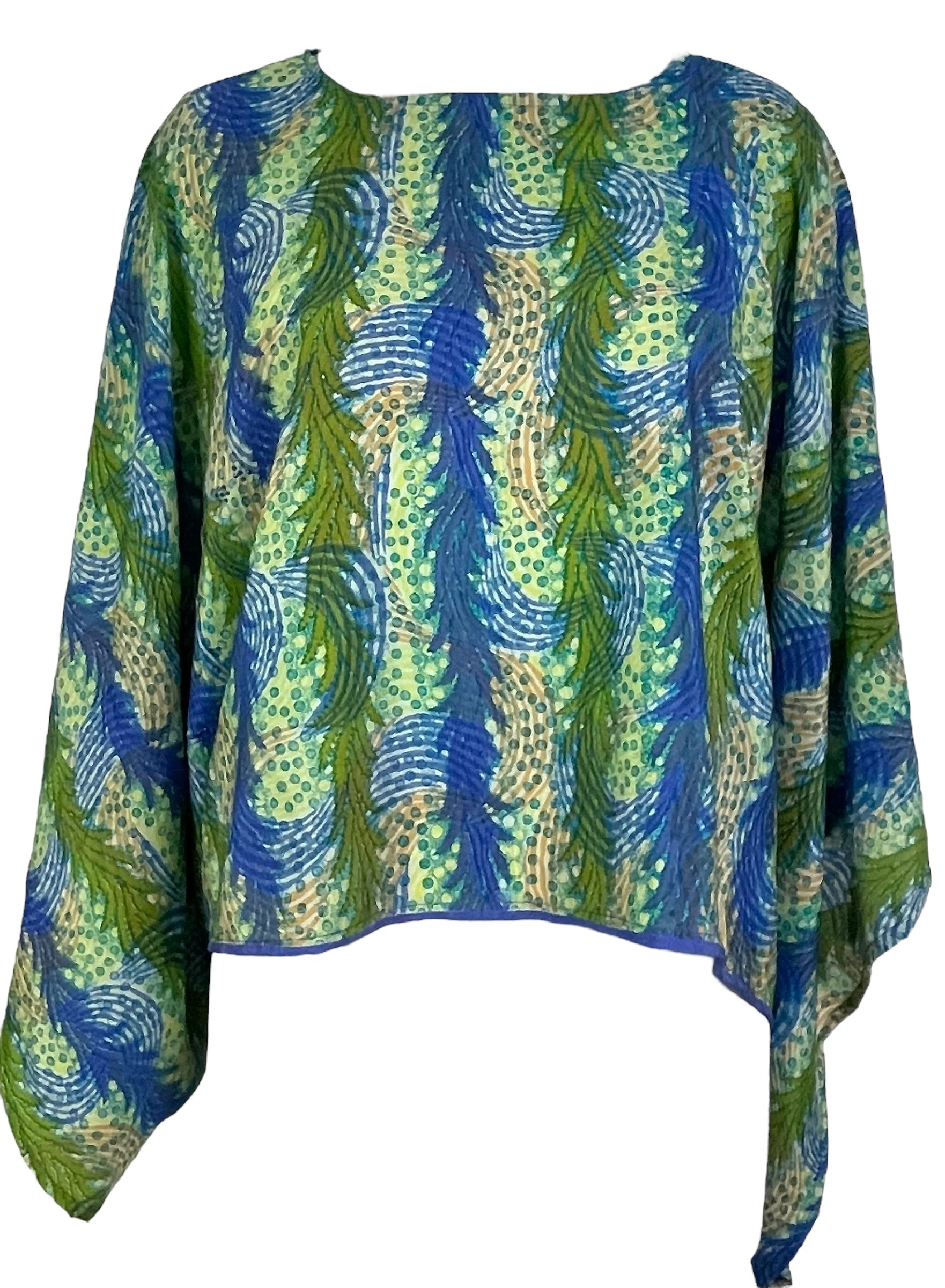PRC7568 Avatar Pure Silk Kimono-Sleeved Top