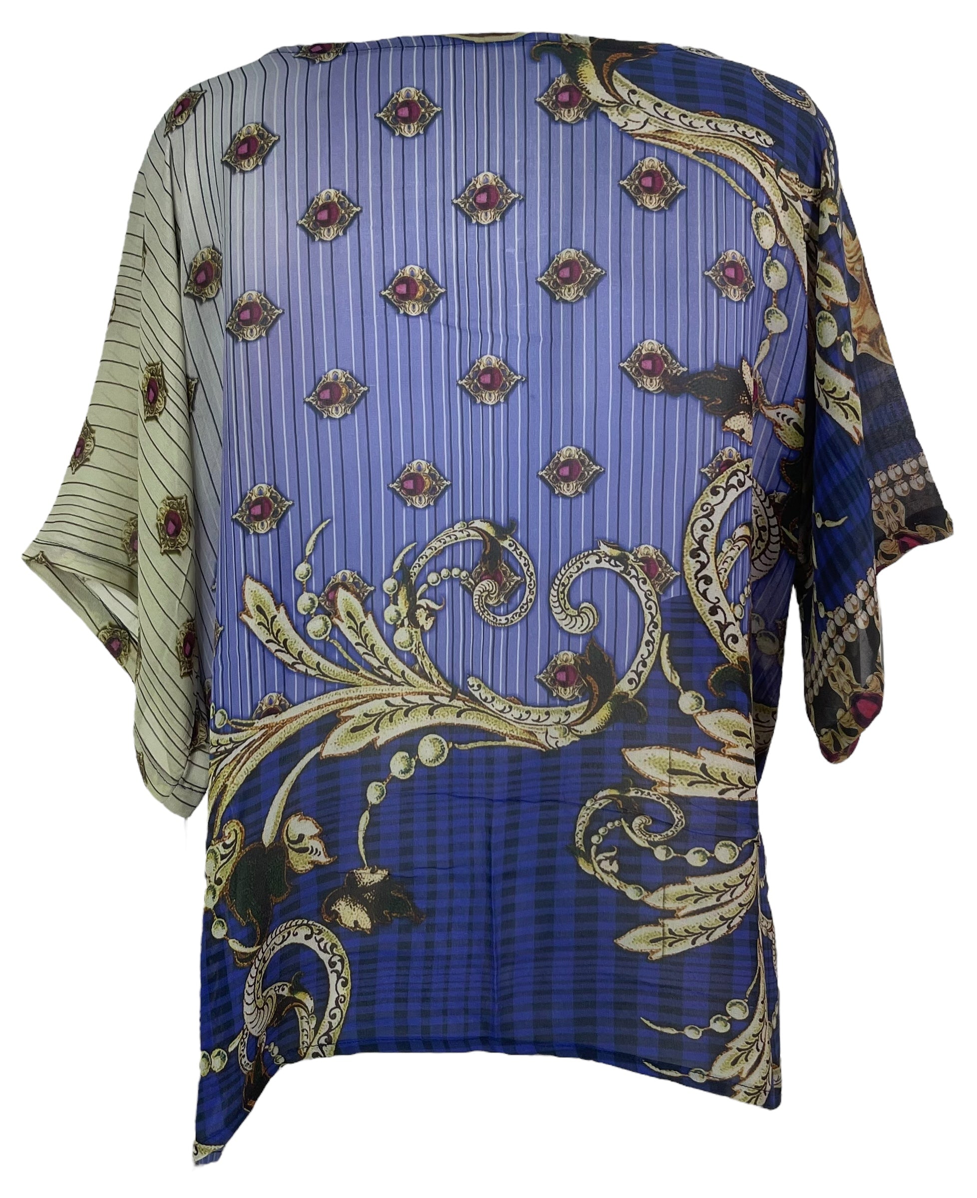 PRG8041 Sheer Avatar Pure Silk Side Slit Top