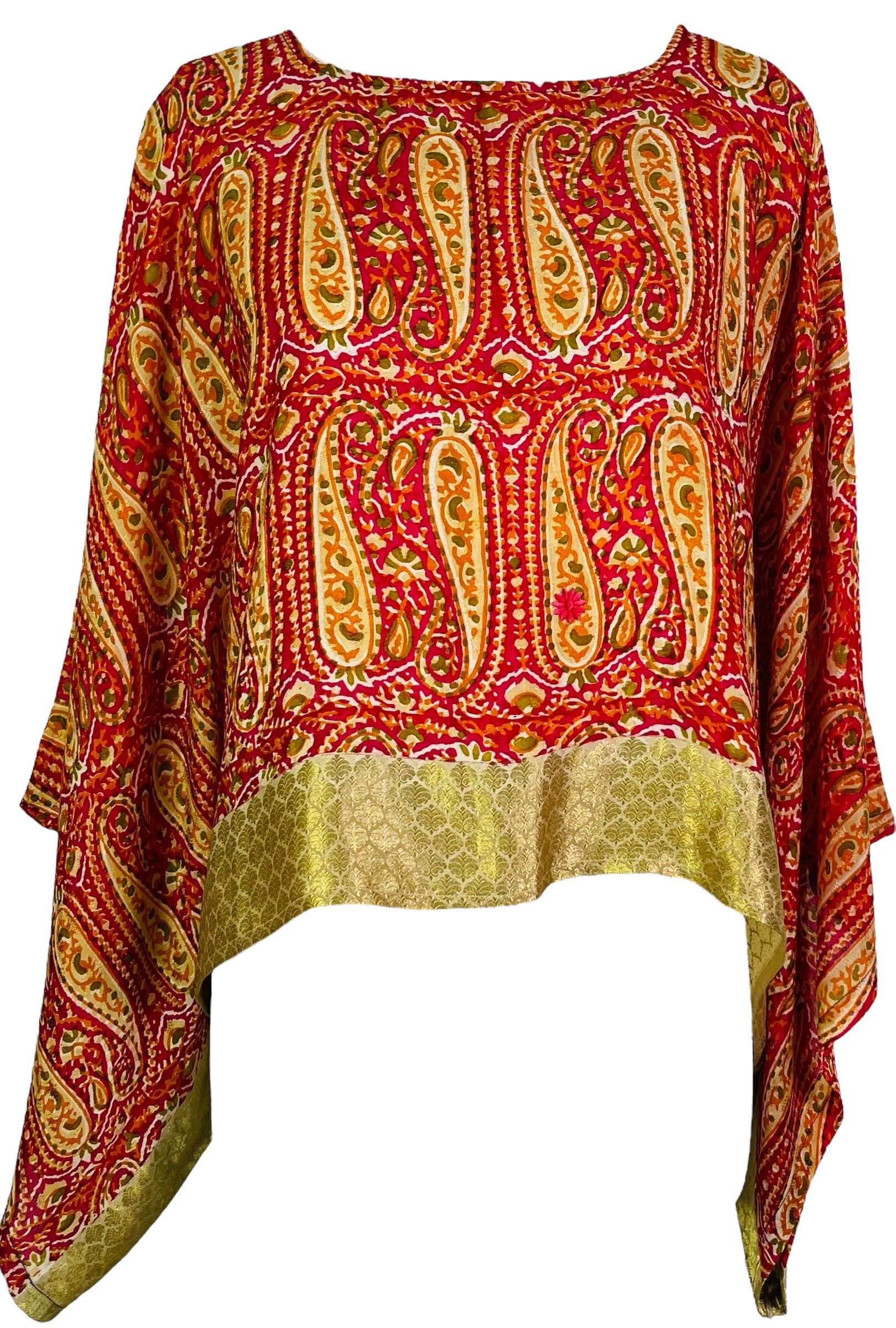 PRC7314 Avatar Pure Silk Kimono-Sleeved Top