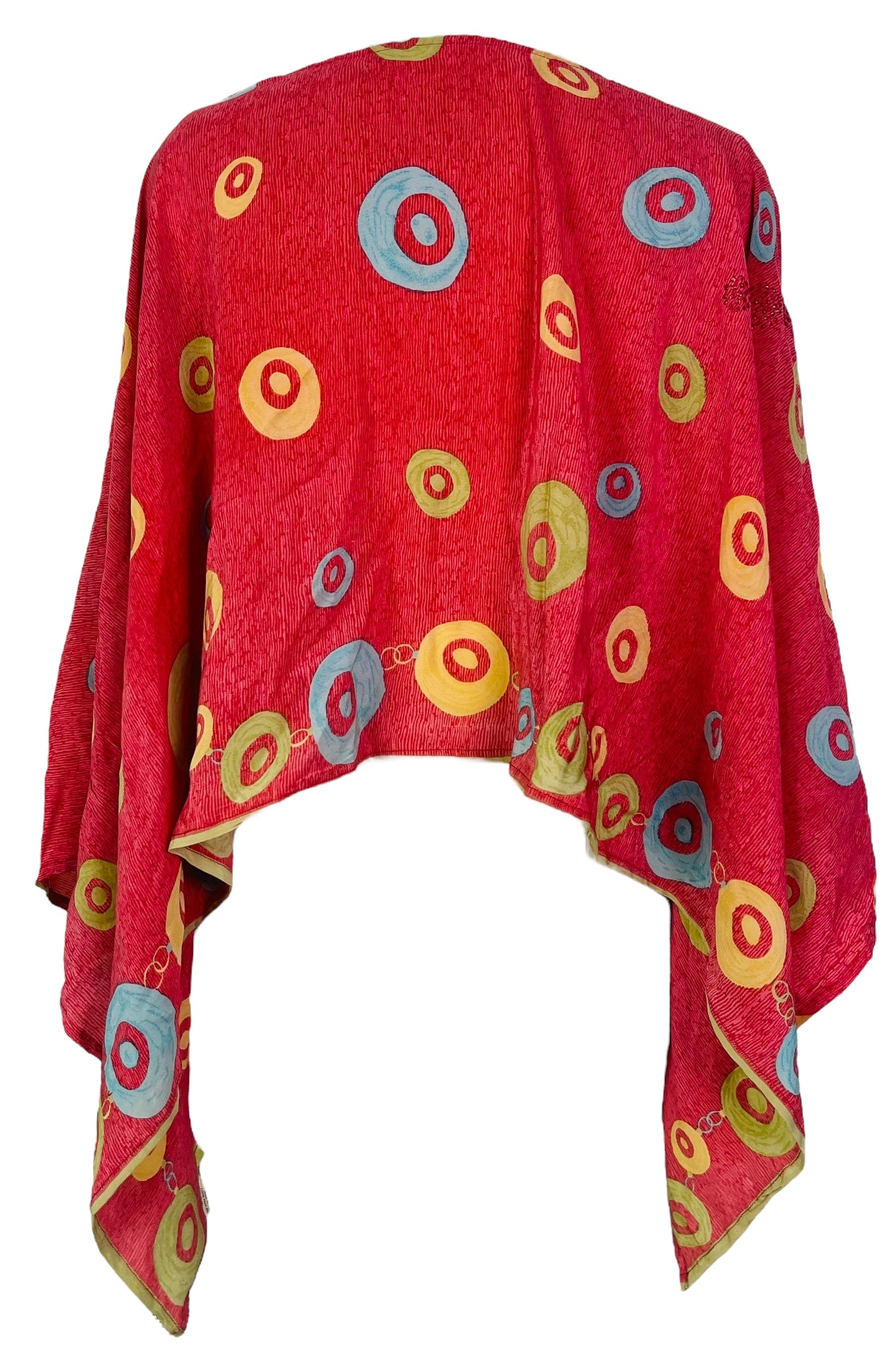MARKETING PRC7772 Avatar Pure Silk Capelet Poncho by MARKETING – Handmade ethical Poncho from sariKNOTsari using upcycled silk. Designed in Canada for travel and slow fashion, loved from Toronto to LA to Sydney.