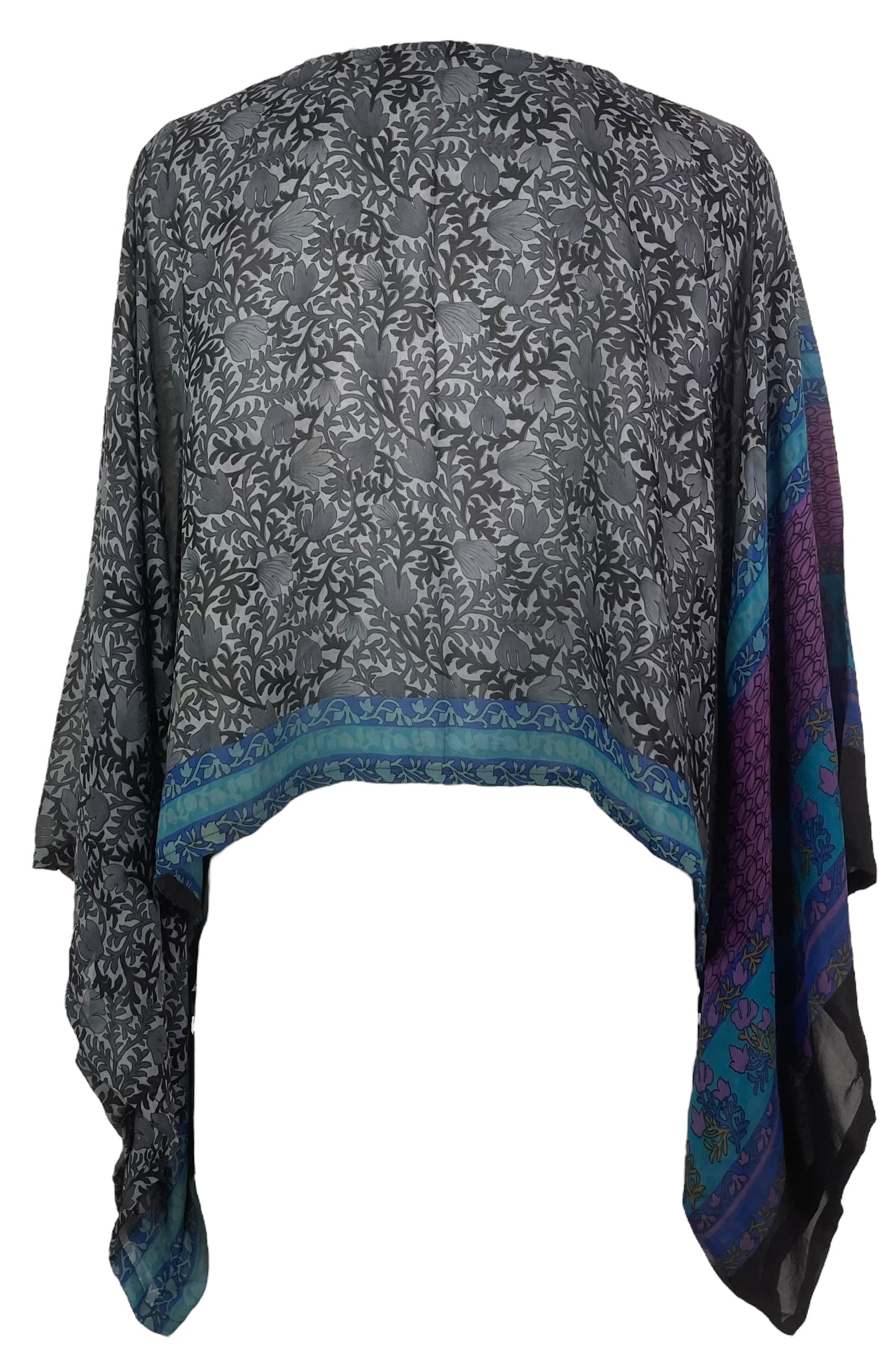 PRG8237 Sheer Wabi Sabi Pure Silk Kimono-Sleeved Top
