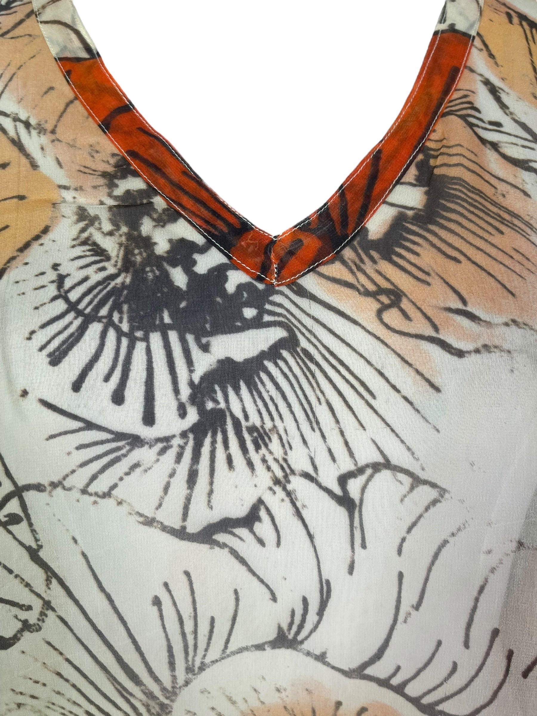 PRG8053 Sheer Avatar Pure Silk Long Tunic with Side Ties