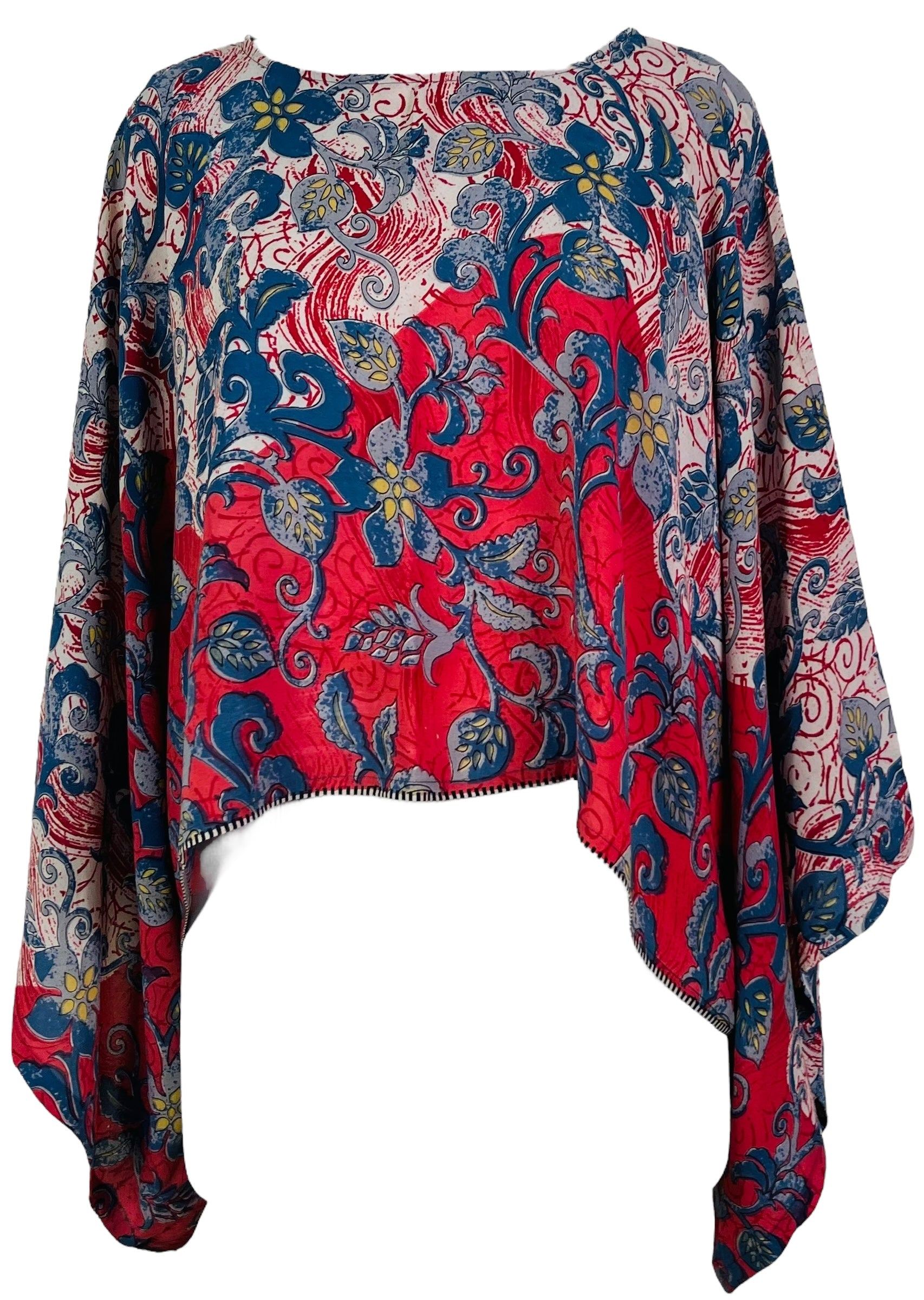 PRC7290 Avatar Pure Silk Kimono-Sleeved Top