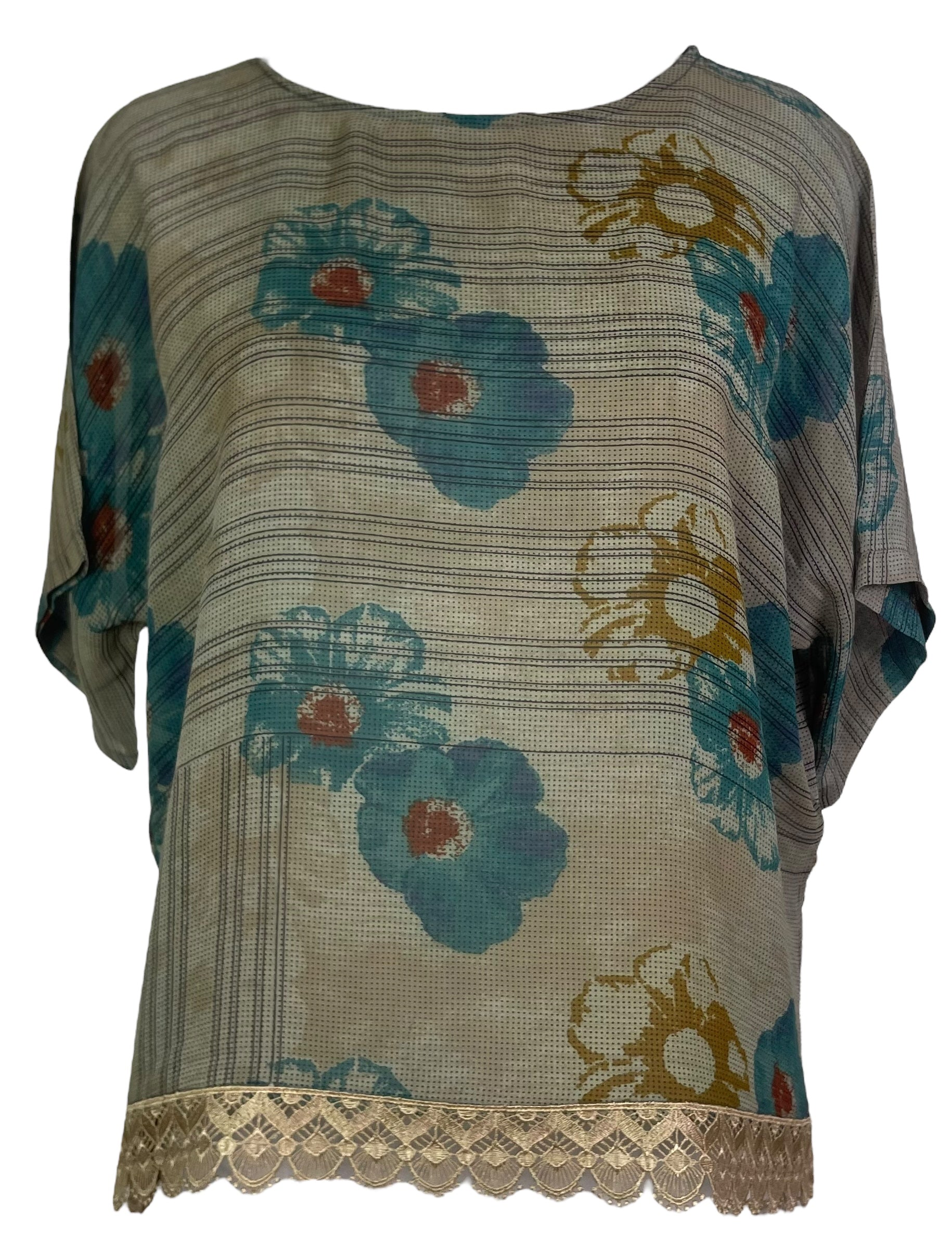 PRG5387 Sheer Avatar Pure Silk Side Slit Top