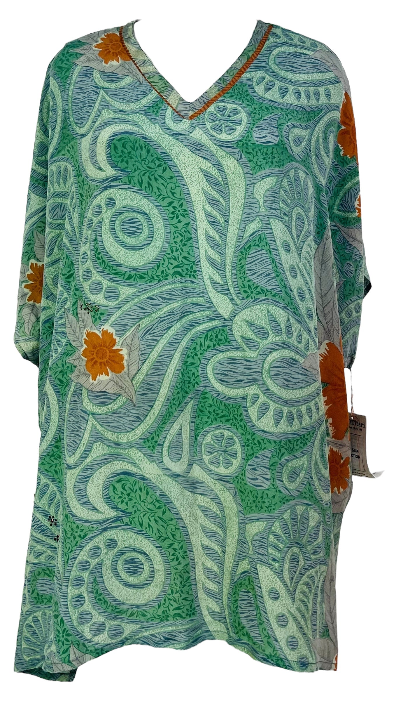 PRC7473 Avatar Pure Silk Short Kaftan Tunic with Slits