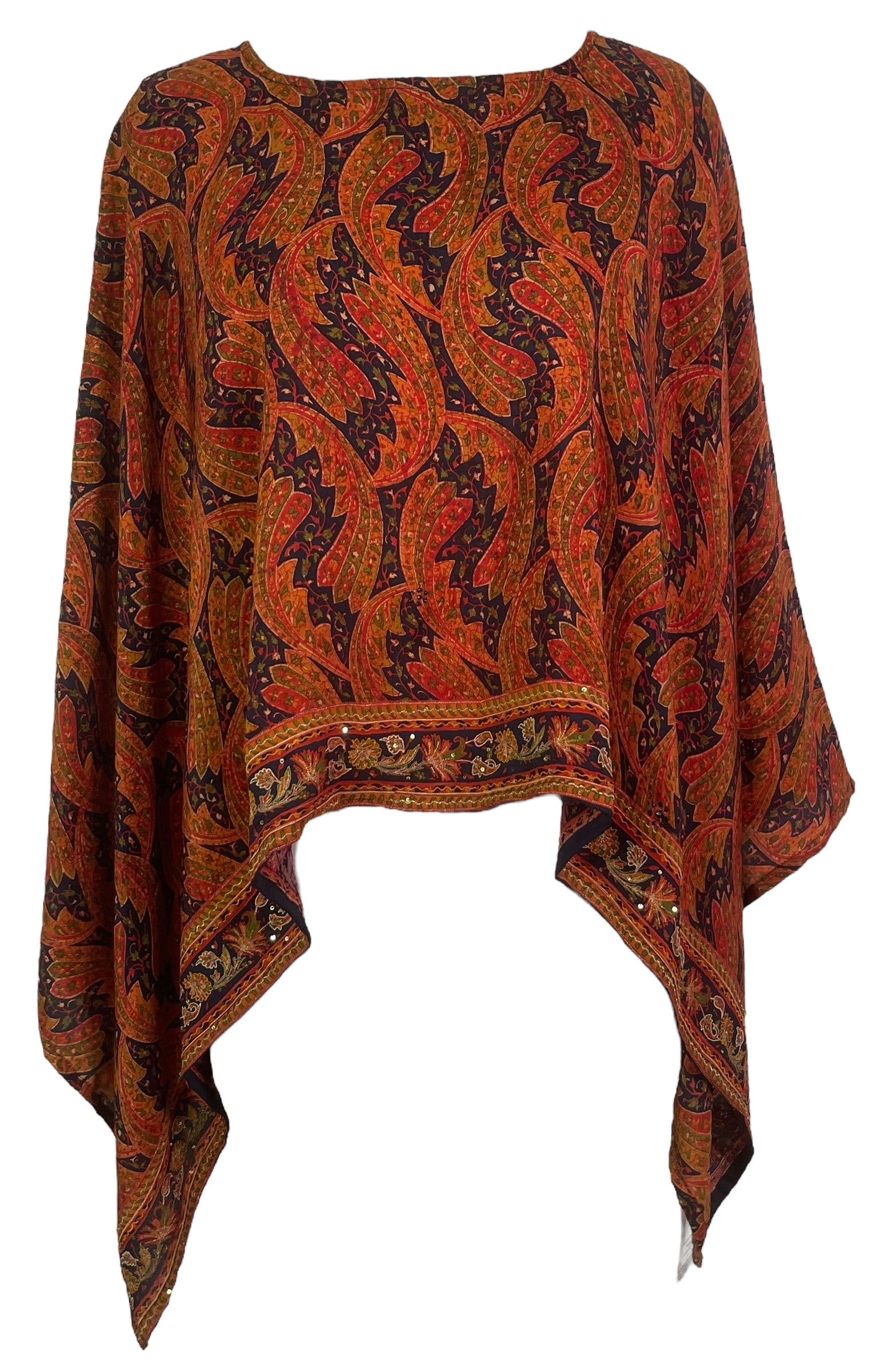 PREVIEW PRC7976 Avatar Pure Silk Capelet Poncho by DECEMBER2025 – Handmade ethical Poncho from sariKNOTsari using upcycled silk. Designed in Canada for travel and slow fashion, loved from Toronto to LA to Sydney.