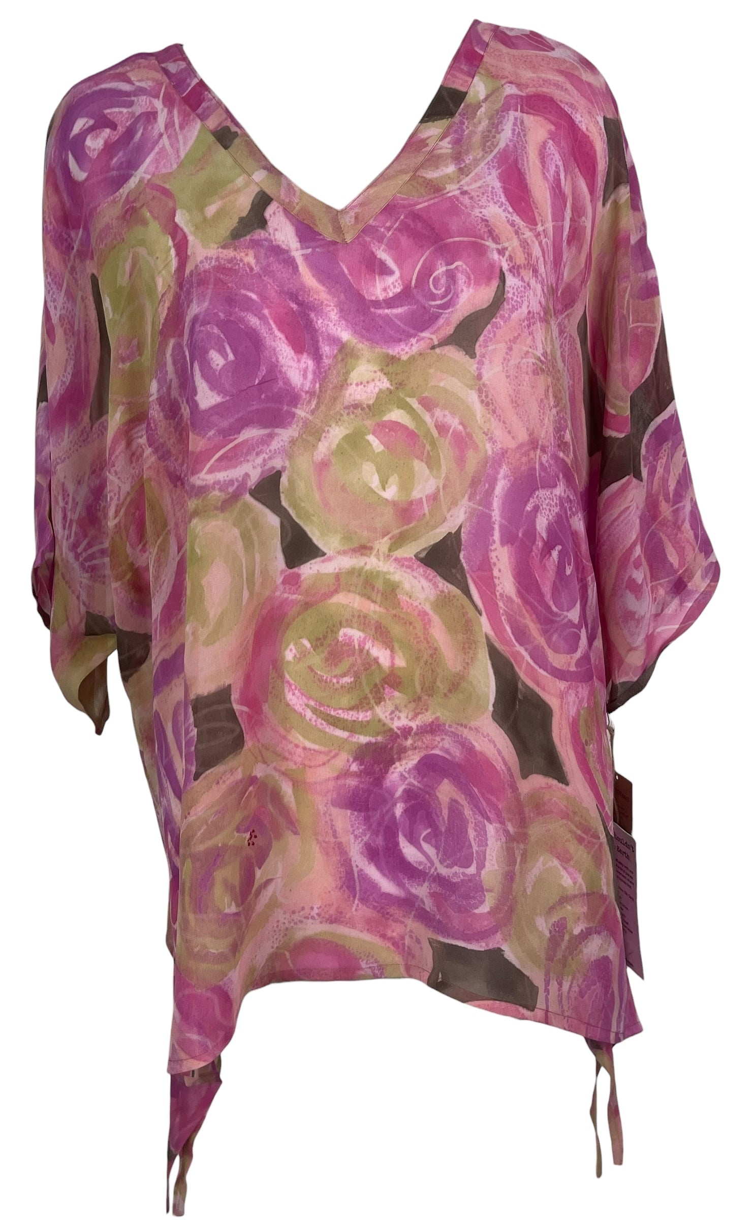 PRG8201 Sheer Wabi Sabi Pure Silk Long Tunic with Side Ties