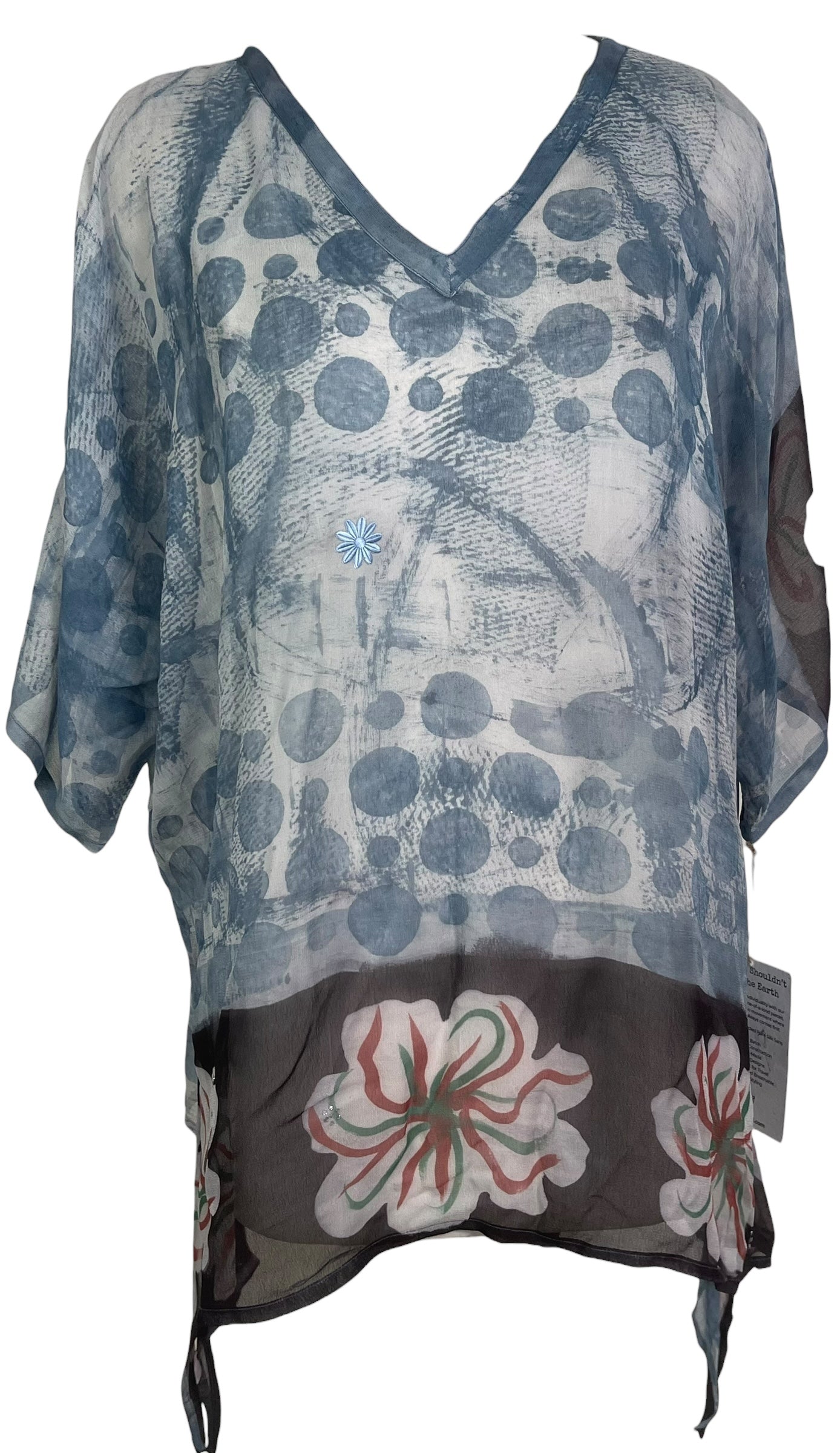 PREVIEW PRG8763 Sheer Avatar Pure Silk Long Tunic with Side Ties by MARCH2026 – Handmade ethical Side Tie Tunic from sariKNOTsari using upcycled silk. Designed in Canada for travel and slow fashion, loved from Toronto to LA to Sydney.