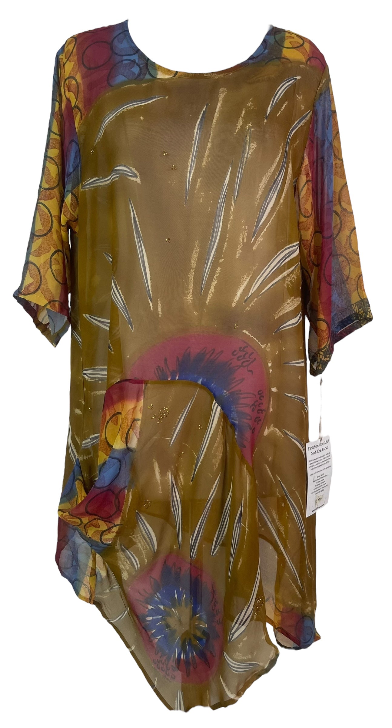 PRG7966 Sheer Avatar Pure Silk Self Pocket Tunic Dress