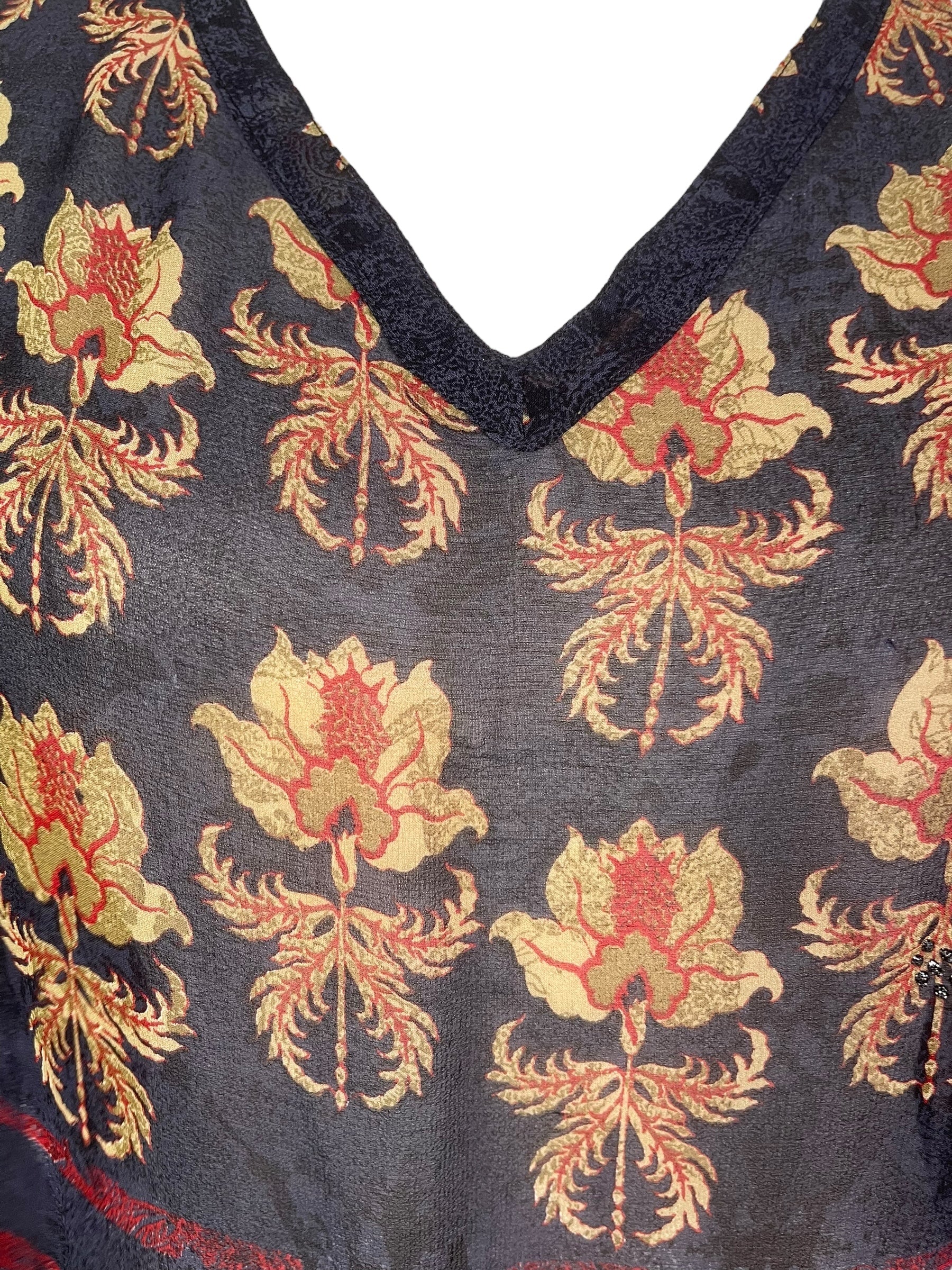 PRG8036 Sheer Avatar Pure Silk Short Kaftan Tunic with Slits