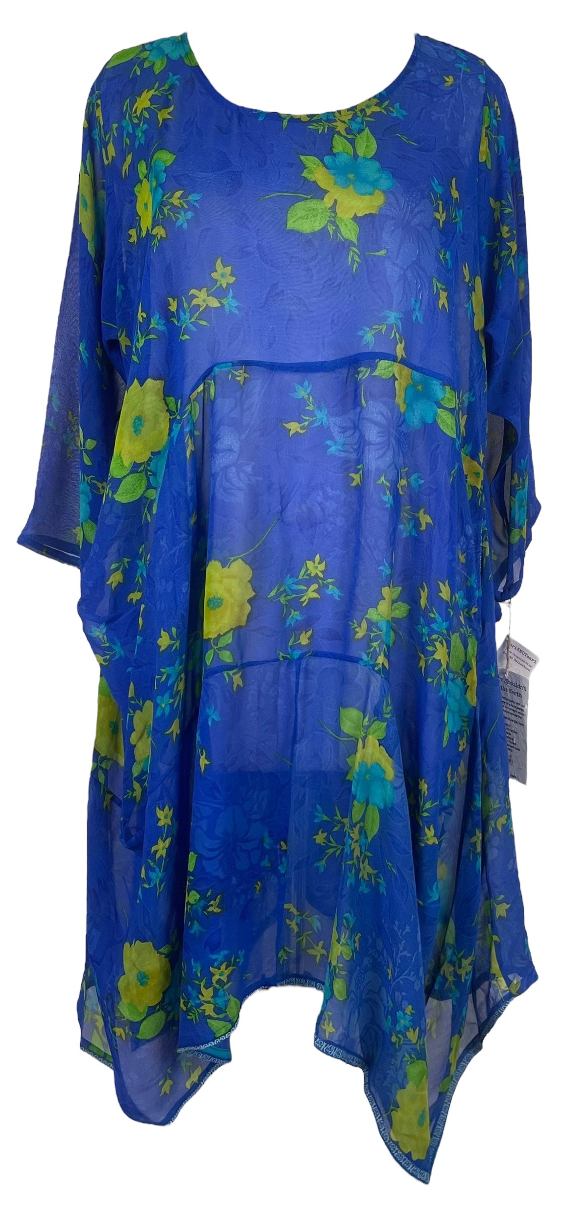 MARKETING PRG7901 Sheer Avatar Pure Silk Sculptural Long Tunic Dress by MARKETING – Handmade ethical Sculptural Dress from sariKNOTsari using upcycled silk. Designed in Canada for travel and slow fashion, loved from Toronto to LA to Sydney.