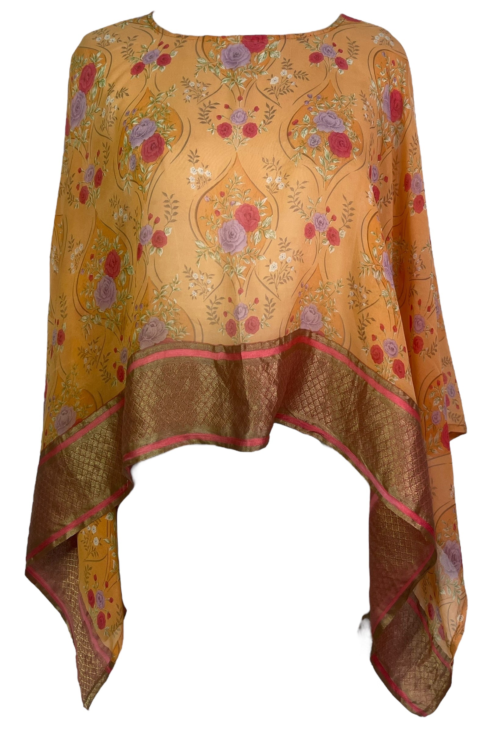 PREVIEW PRG7985 Sheer Pure Silk Wabi Sabi Capelet Poncho by DECEMBER2025 – Handmade ethical Poncho from sariKNOTsari using upcycled silk. Designed in Canada for travel and slow fashion, loved from Toronto to LA to Sydney.