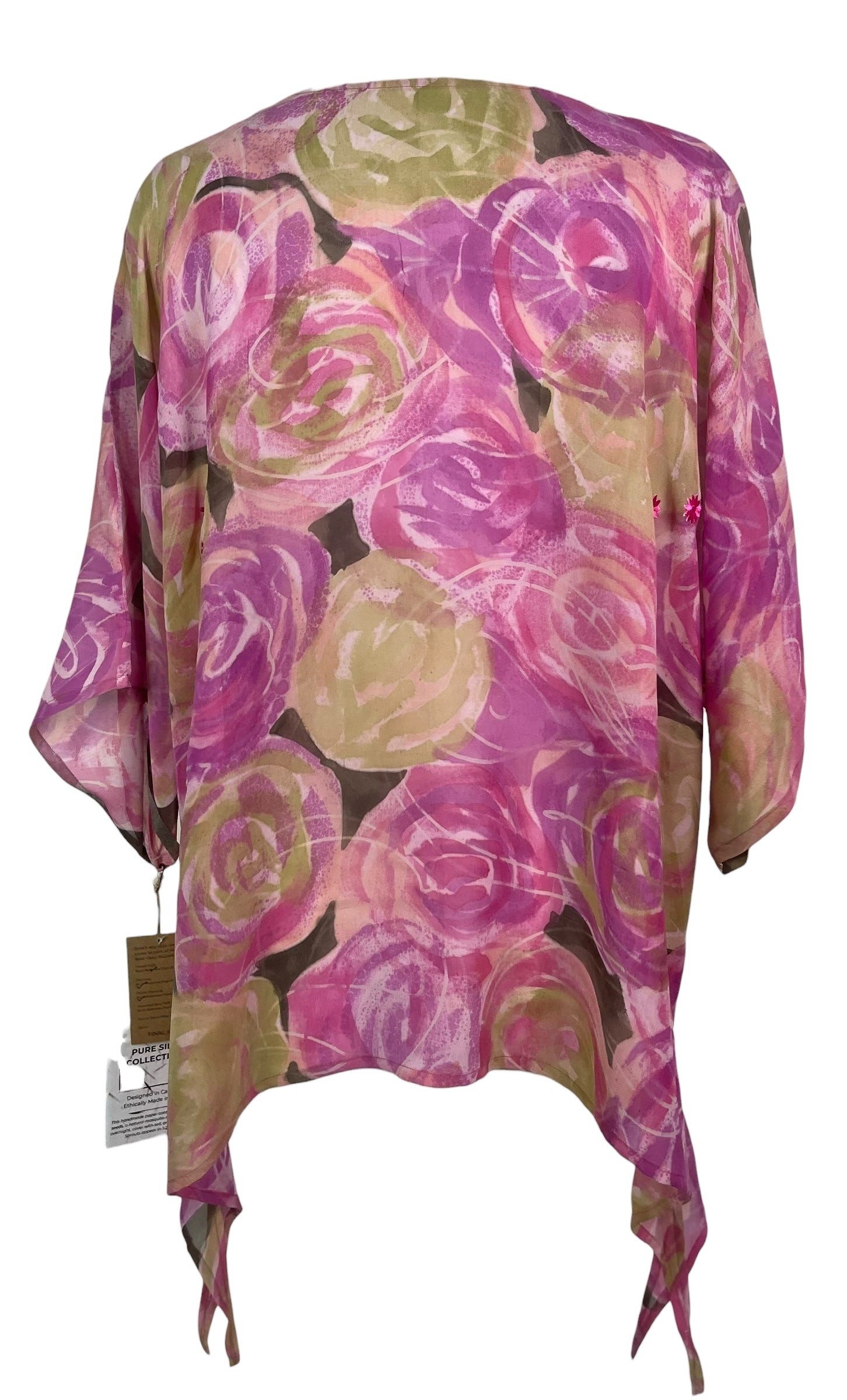 PRG8201 Sheer Wabi Sabi Pure Silk Long Tunic with Side Ties