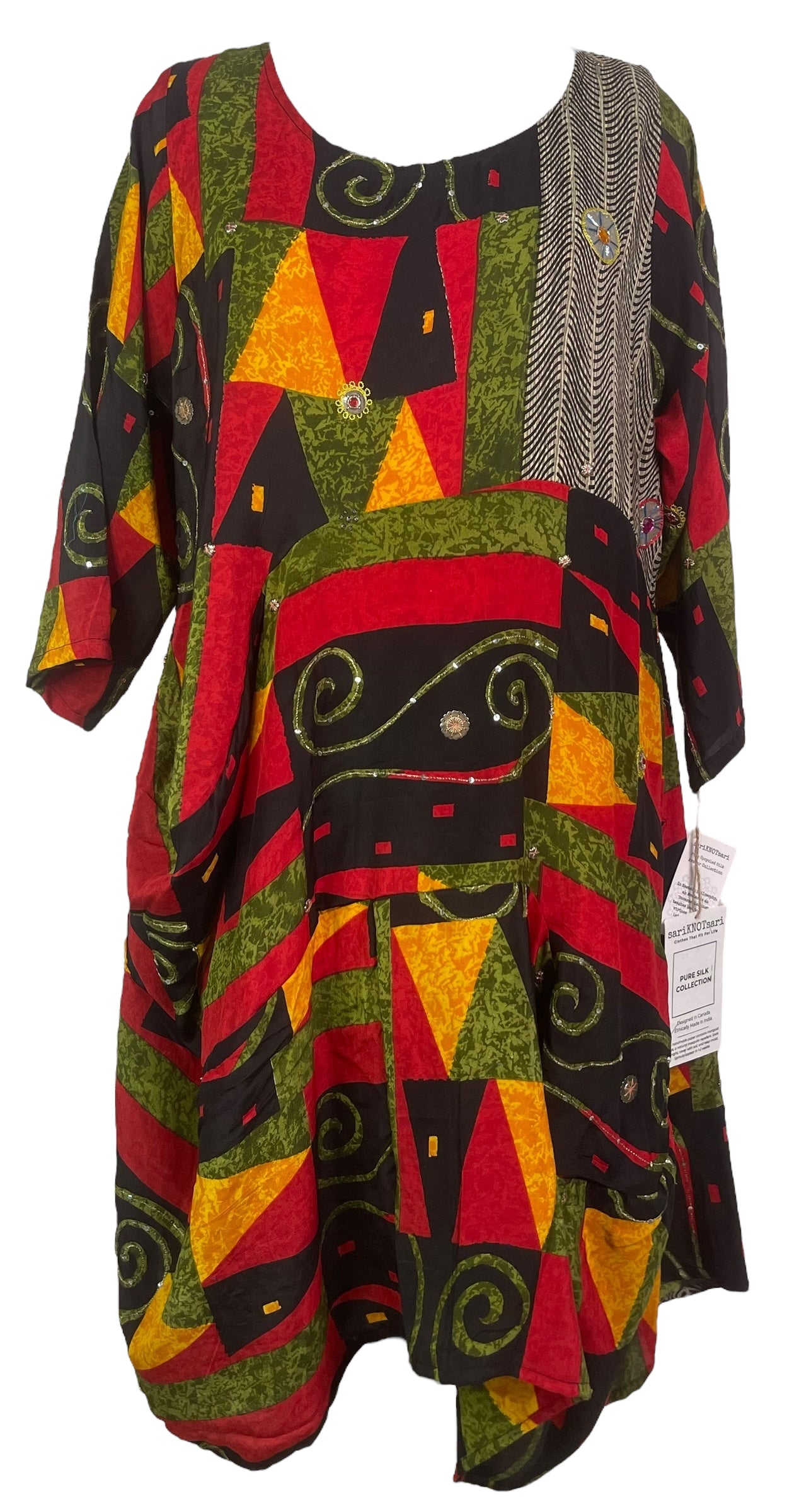 PRC7980 Avatar Pure Silk Sculptural Long Tunic Dress