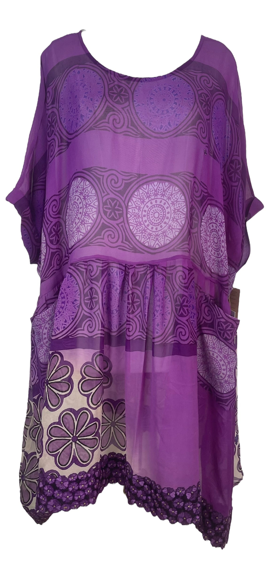 PRG8174 Sheer Wabi Sabi Pure Silk Boxy Babydoll Dress