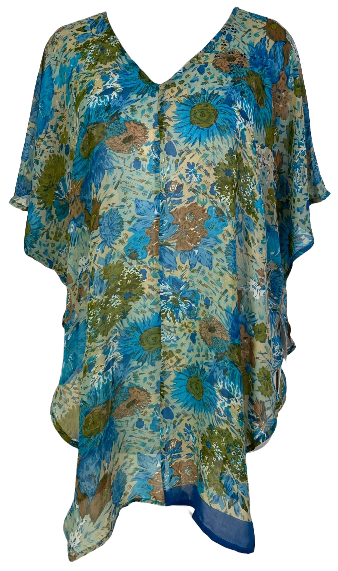 PRG6844 Sheer Avatar Pure Silk Waterfall Top