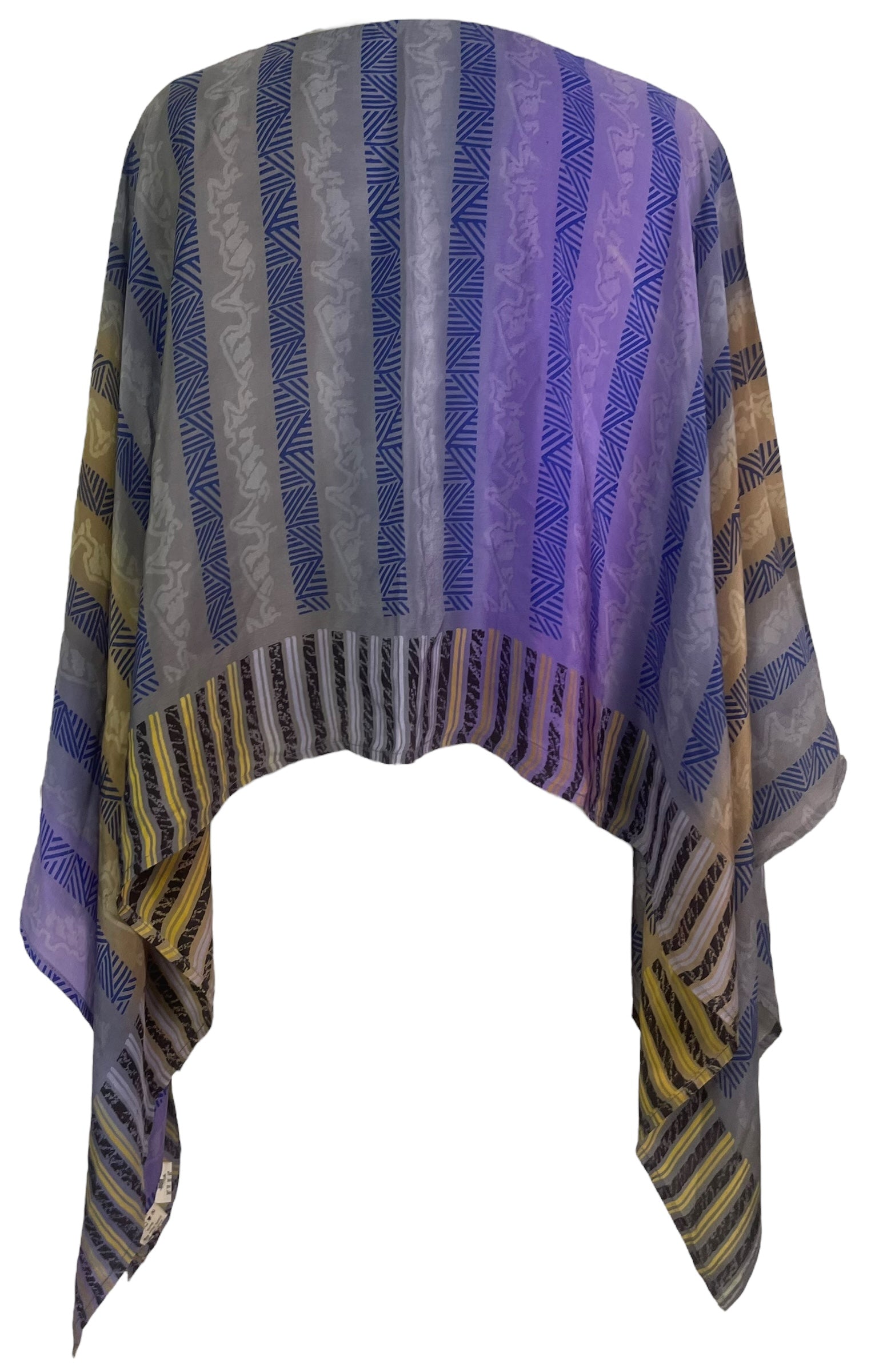 PREVIEW PRC7640 Pure Silk Wabi Sabi Capelet Poncho by DECEMBER2025 – Handmade ethical Poncho from sariKNOTsari using upcycled silk. Designed in Canada for travel and slow fashion, loved from Toronto to LA to Sydney.