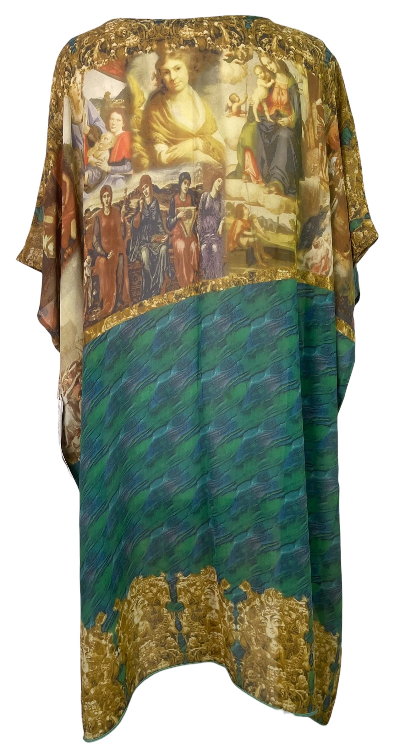 PREVIEW PRG8583 Sheer Avatar Pure Silk Midi Length Kaftan by MARCH2026 – Handmade ethical Midi Length Kaftan from sariKNOTsari using upcycled silk. Designed in Canada for travel and slow fashion, loved from Toronto to LA to Sydney. Featuring Zsiska, Bryn Walker and Artisan Leather coats by Rejean Pepin, Pepin designs
