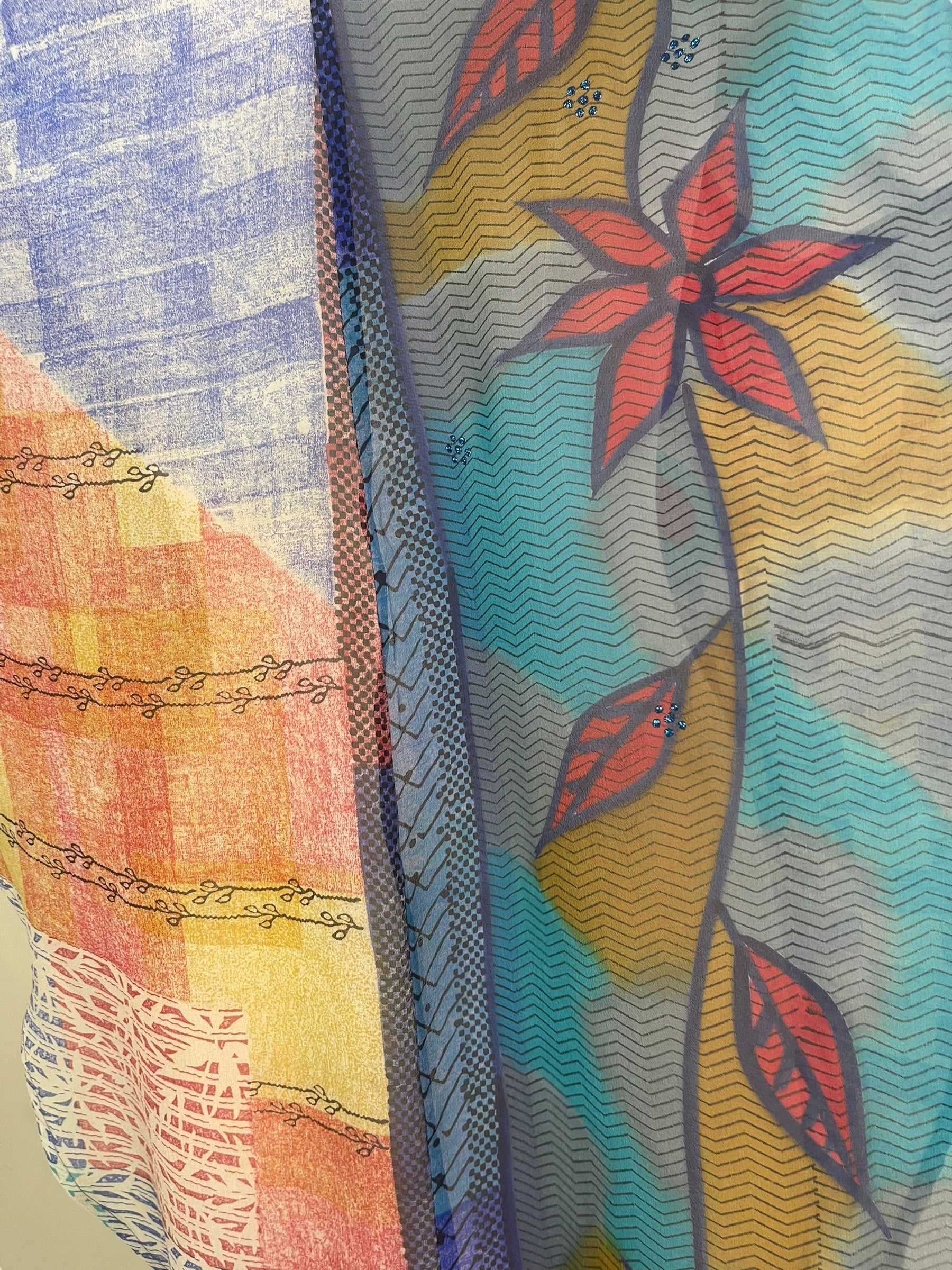 PRG8127 Sheer Avatar Pure Silk Waterfall Top