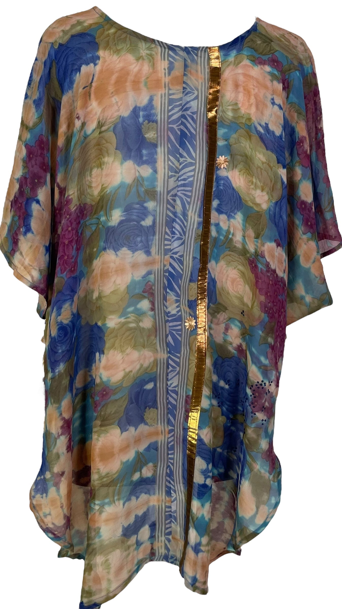 PRG6842 Sheer Sheer Avatar Pure Silk Waterfall Top