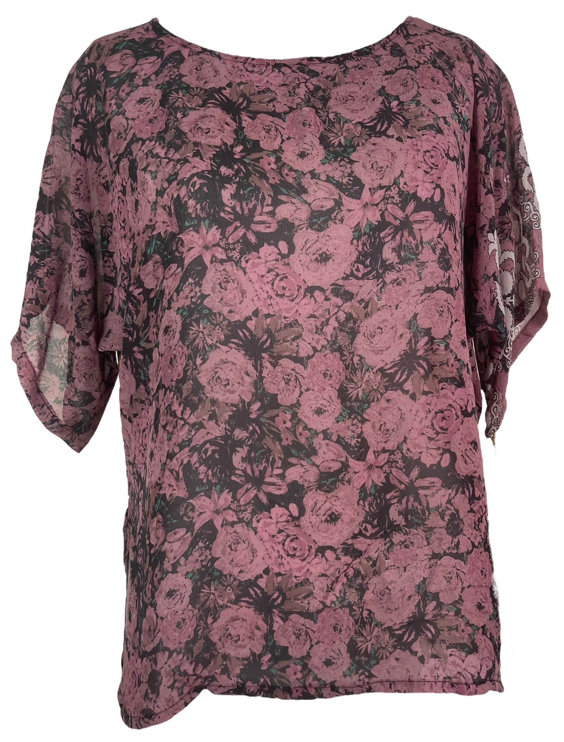 PRG8119 Sheer Avatar Pure Silk Side Slit Top