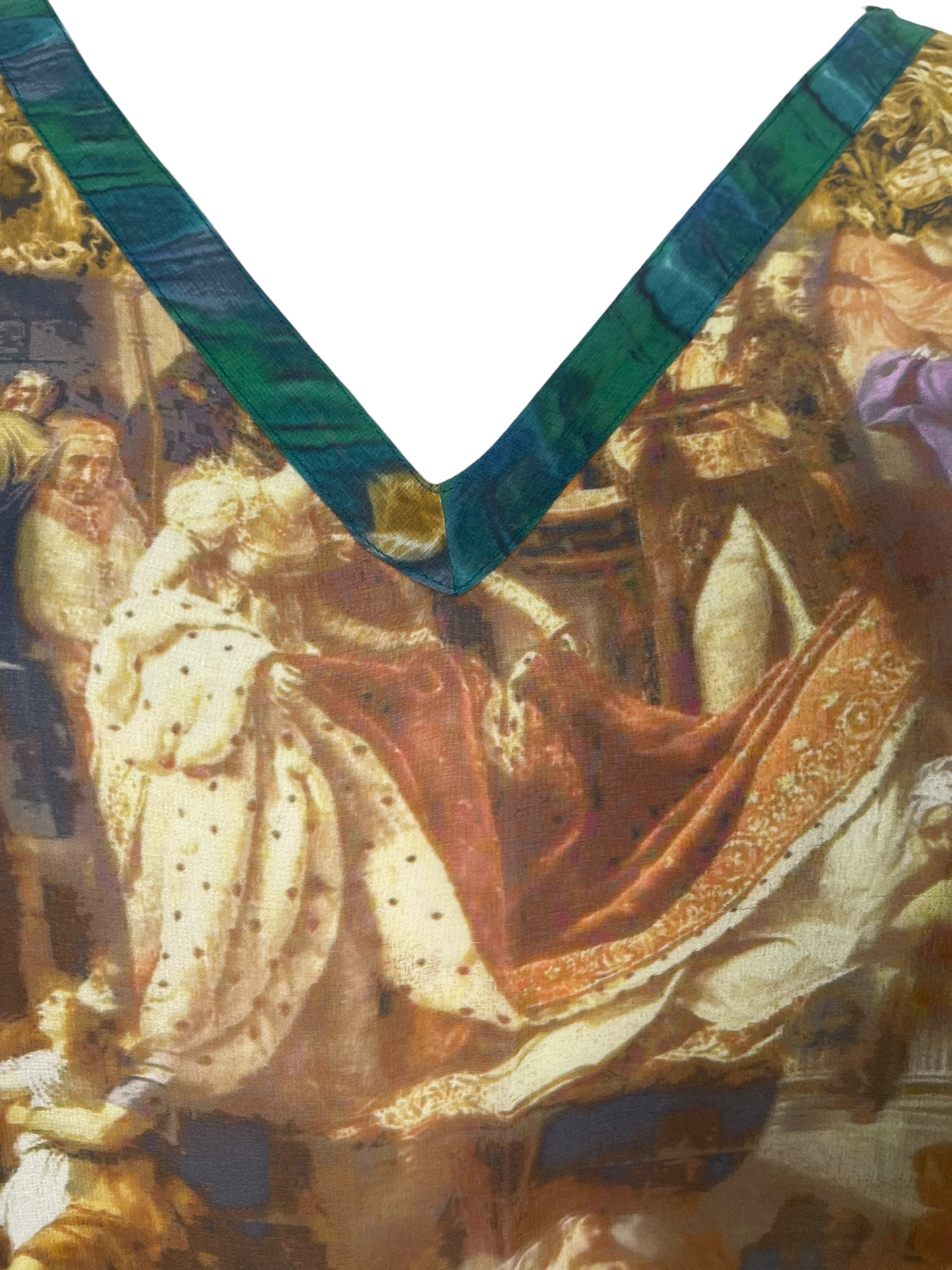 PREVIEW PRG8583 Sheer Avatar Pure Silk Midi Length Kaftan by MARCH2026 – Handmade ethical Midi Length Kaftan from sariKNOTsari using upcycled silk. Designed in Canada for travel and slow fashion, loved from Toronto to LA to Sydney. Featuring Zsiska, Bryn Walker and Artisan Leather coats by Rejean Pepin, Pepin designs