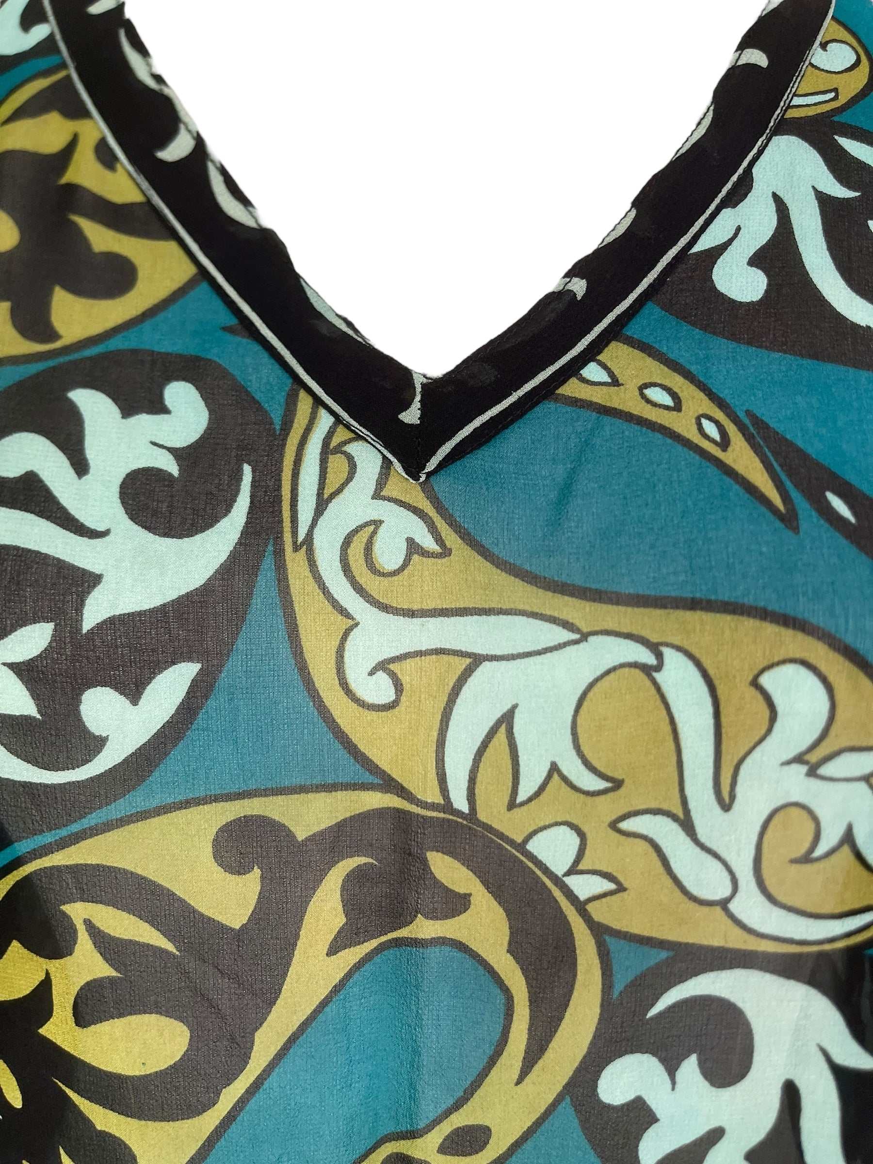 PRG7717 Sheer Wabi Sabi Pure Silk Short Kaftan Tunic with Slits