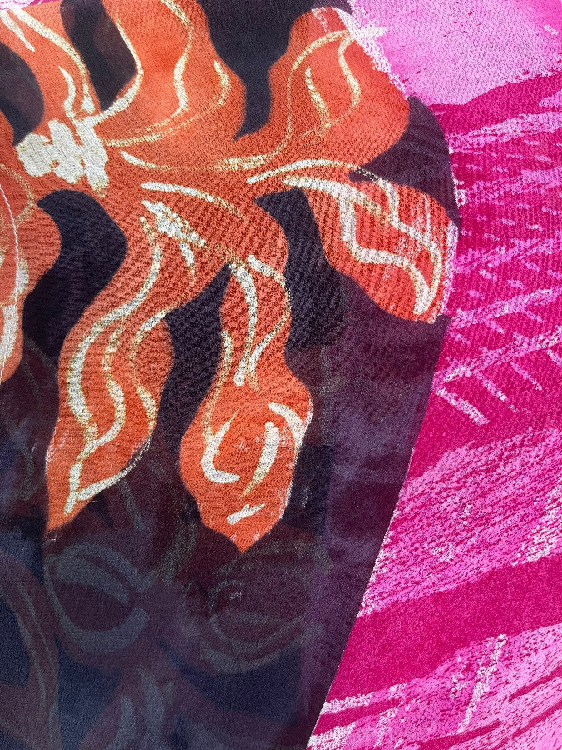 PRG7651 Sheer Avatar Long Pure Silk Kimono Sleeved Duster with Belt