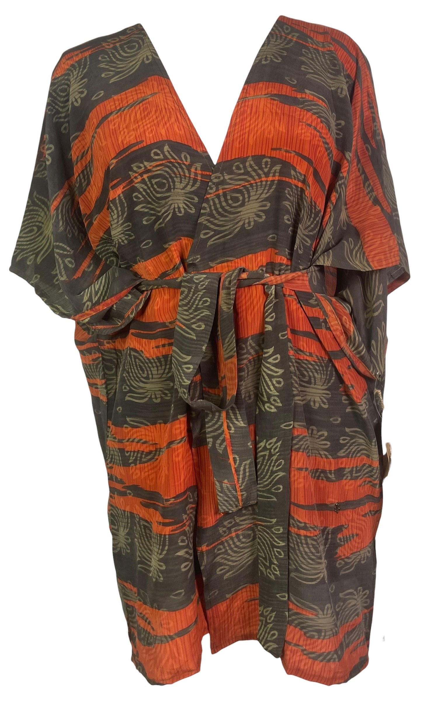 PRC8505 Wabi Sabi Pure Silk Kimono-Sleeved Jacket with Belt