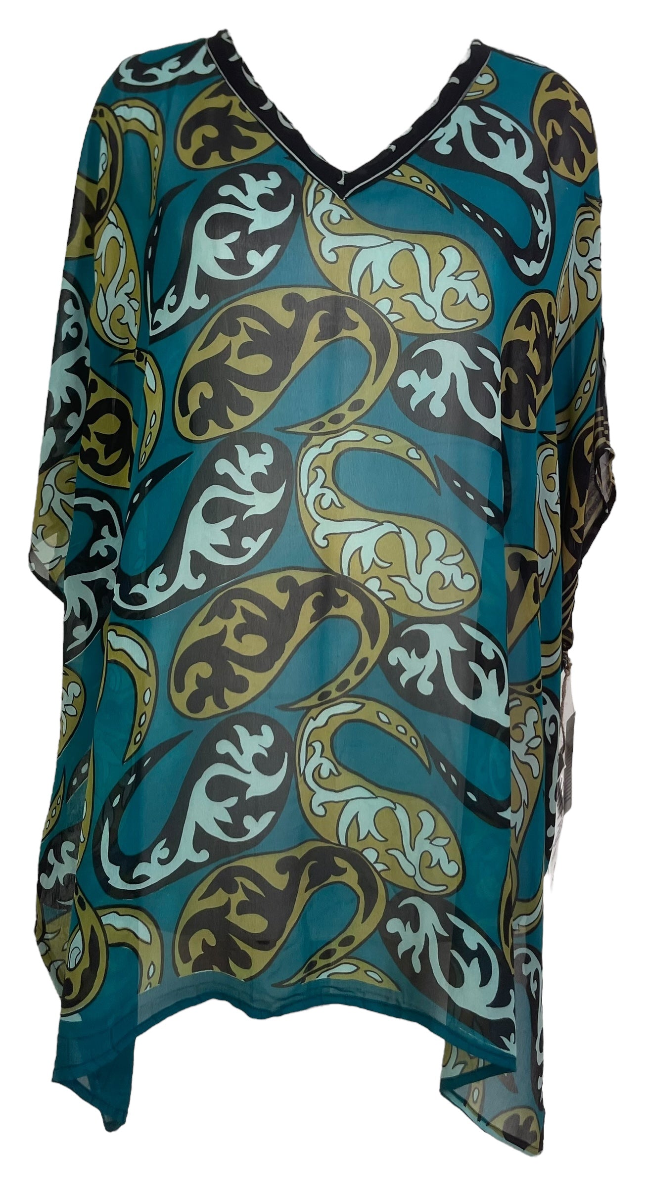 PRG7717 Sheer Wabi Sabi Pure Silk Short Kaftan Tunic with Slits