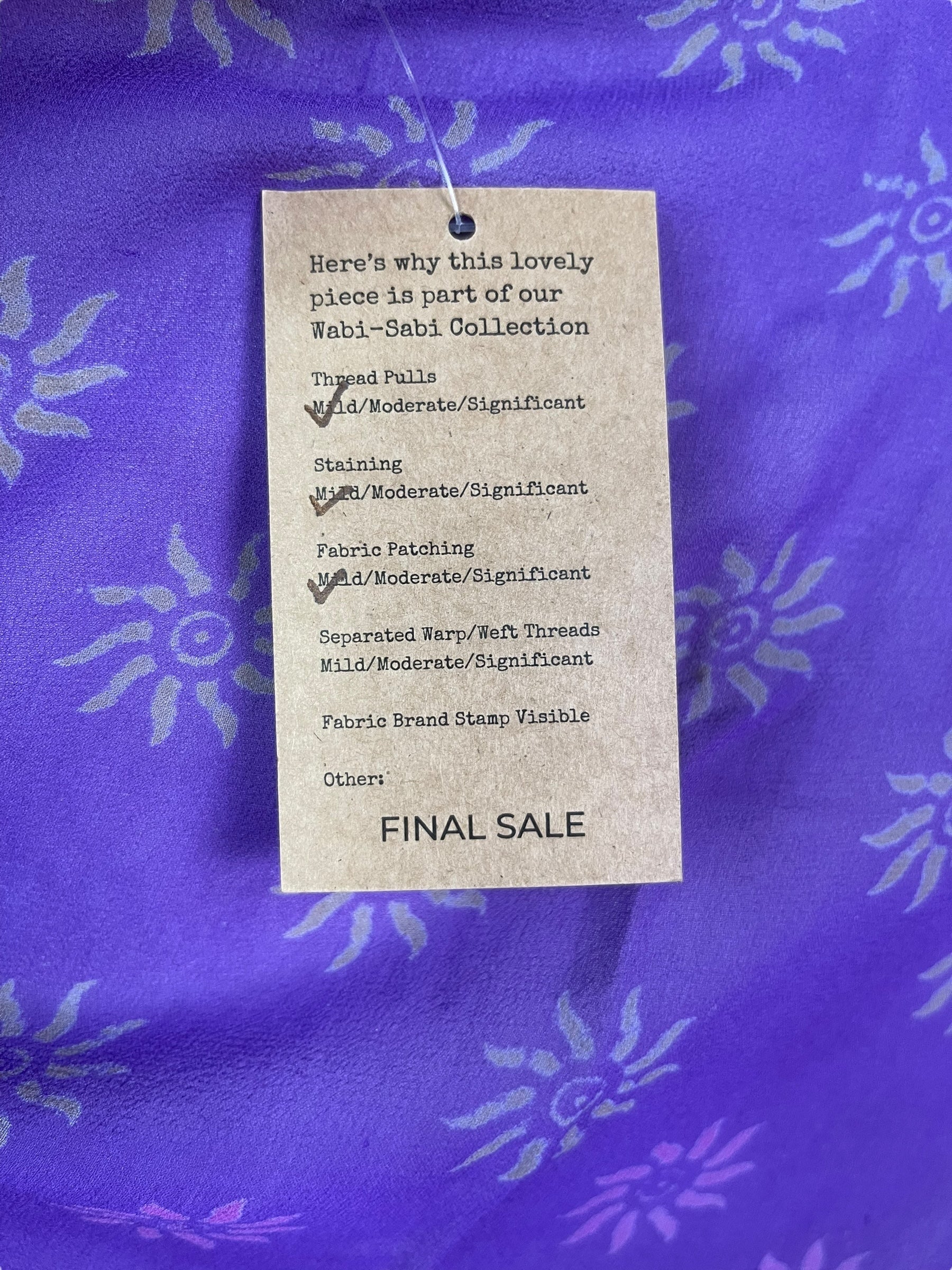 PRG7355 Sheer Wabi Sabi Pure Silk Short Kaftan Tunic With No Slits