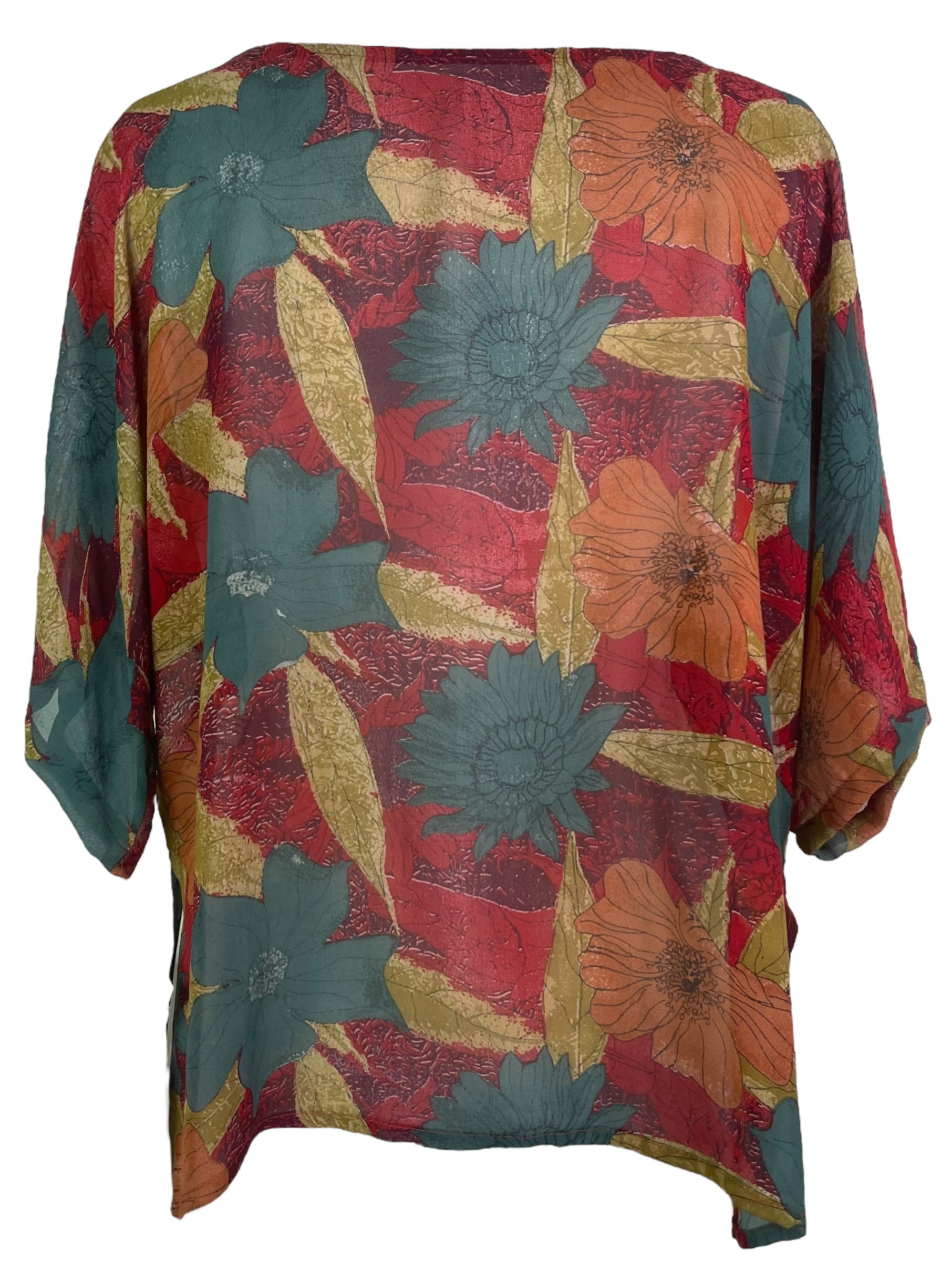 PRG8120 Sheer Avatar Pure Silk Side Slit Top