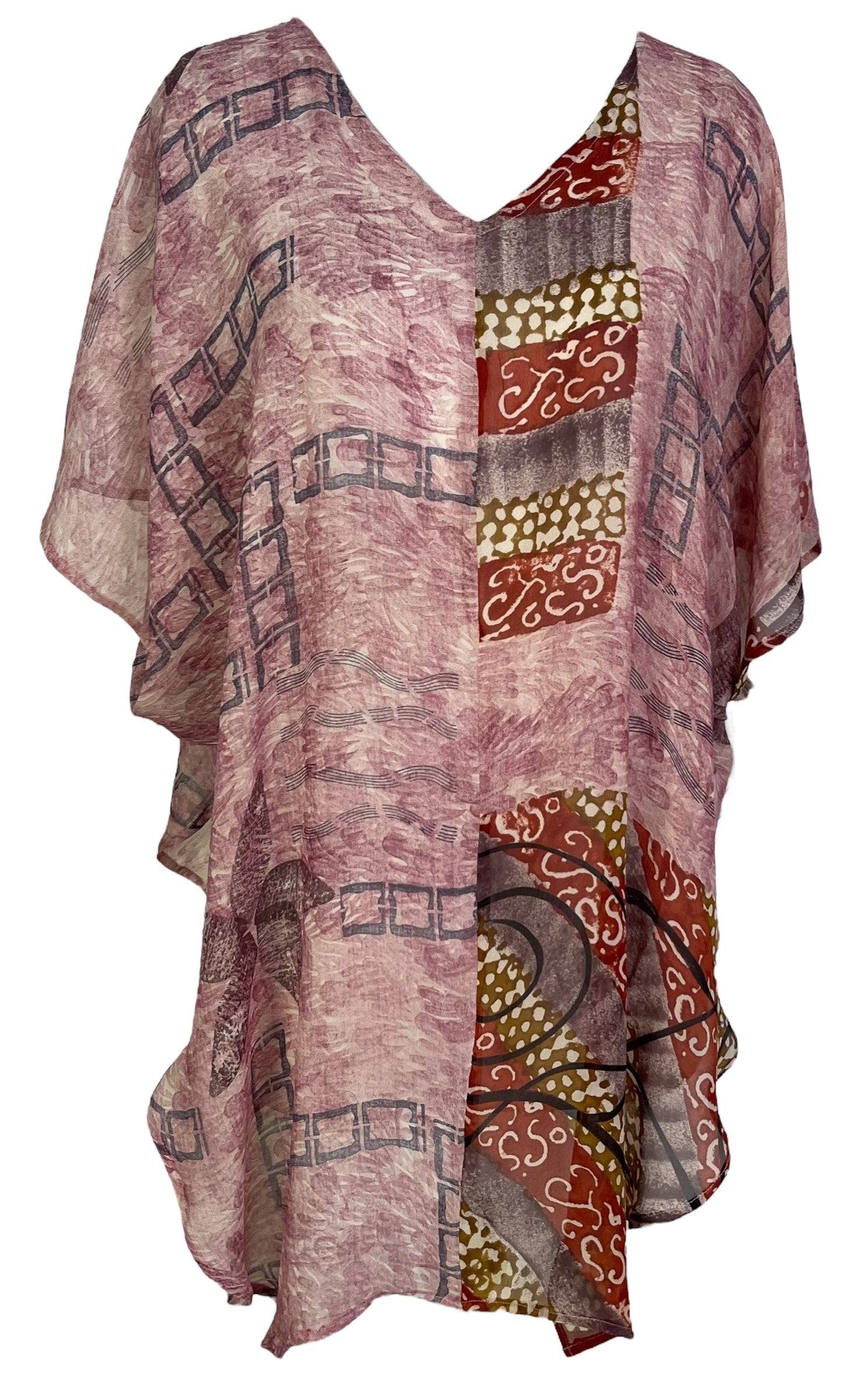 PRG7049 Sheer Avatar Pure Silk Waterfall Top