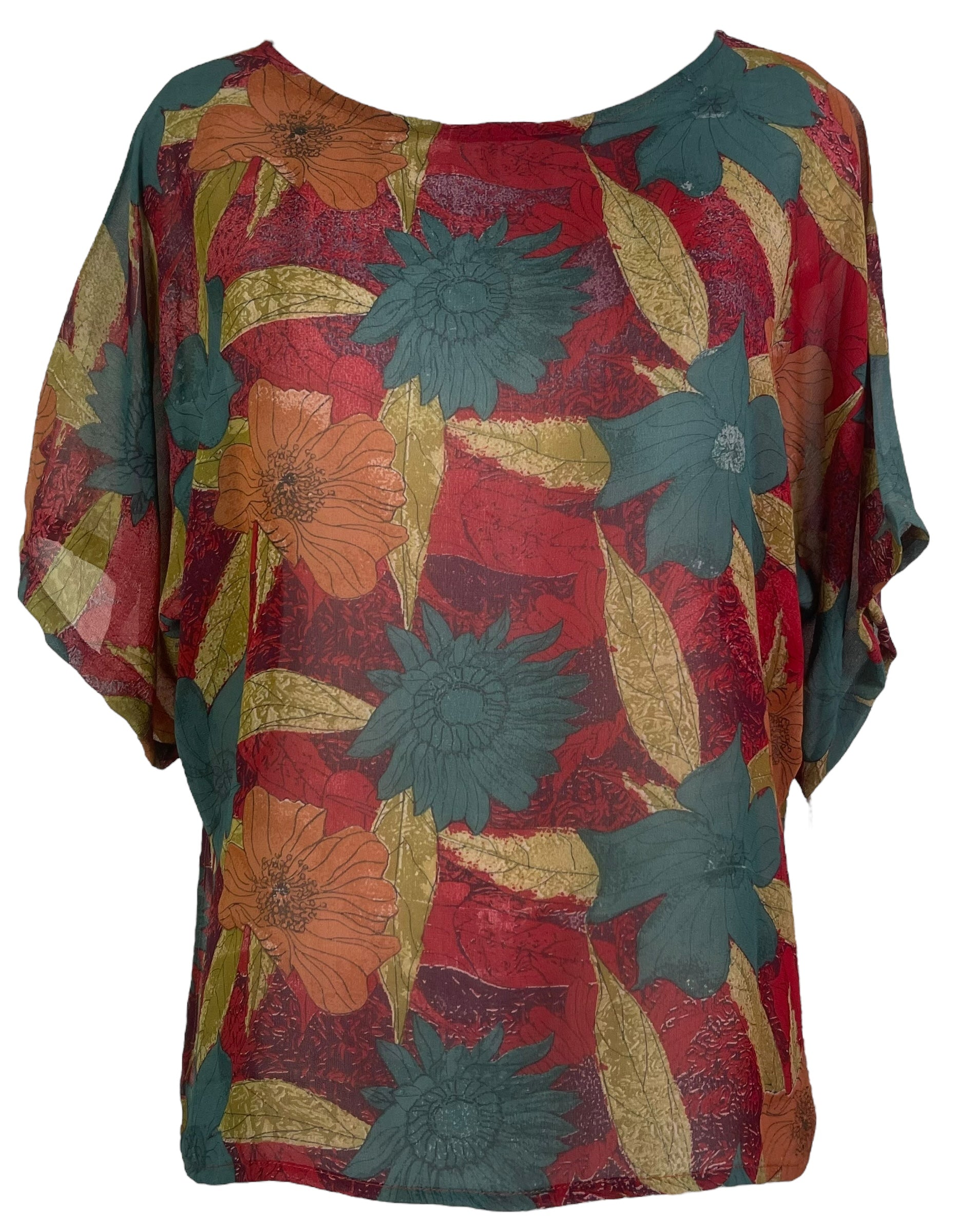 PRG8120 Sheer Avatar Pure Silk Side Slit Top