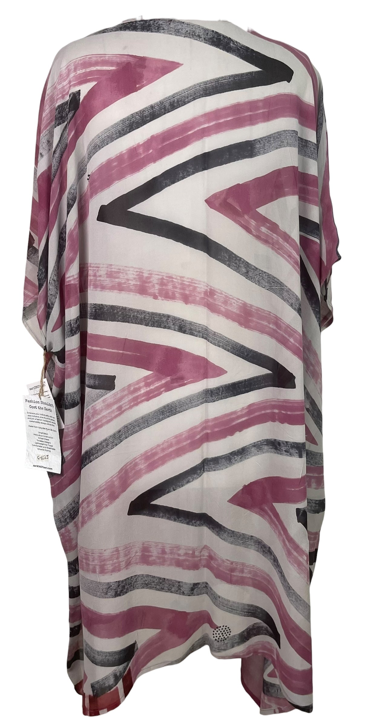 PREVIEW PRG8563 Sheer Avatar Pure Silk Midi Length Kaftan by MARCH2026 – Handmade ethical Midi Length Kaftan from sariKNOTsari using upcycled silk. Designed in Canada for travel and slow fashion, loved from Toronto to LA to Sydney.