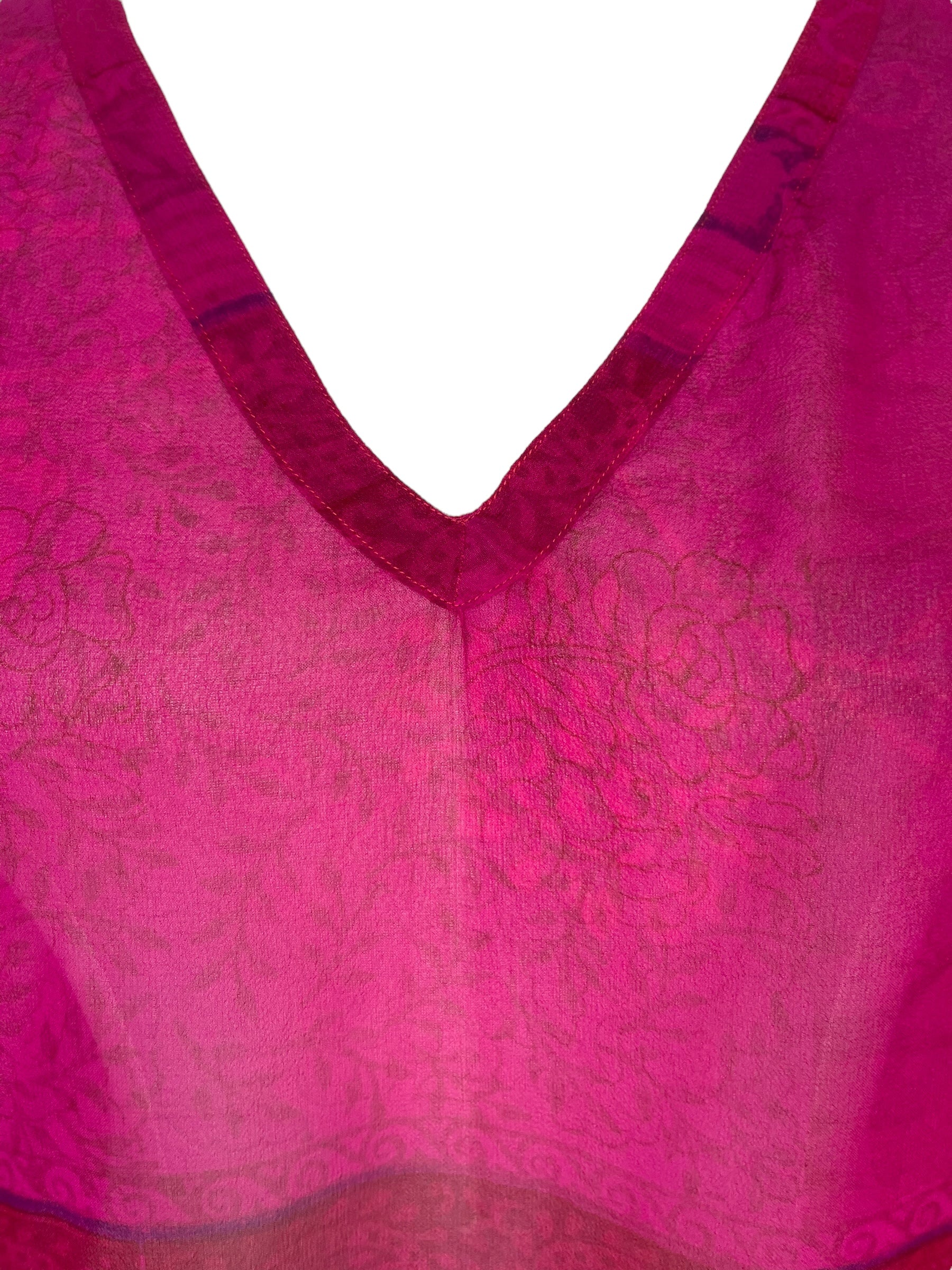 DEEANNS PRG8058 Sheer Avatar Pure Silk Long Tunic with Side Ties