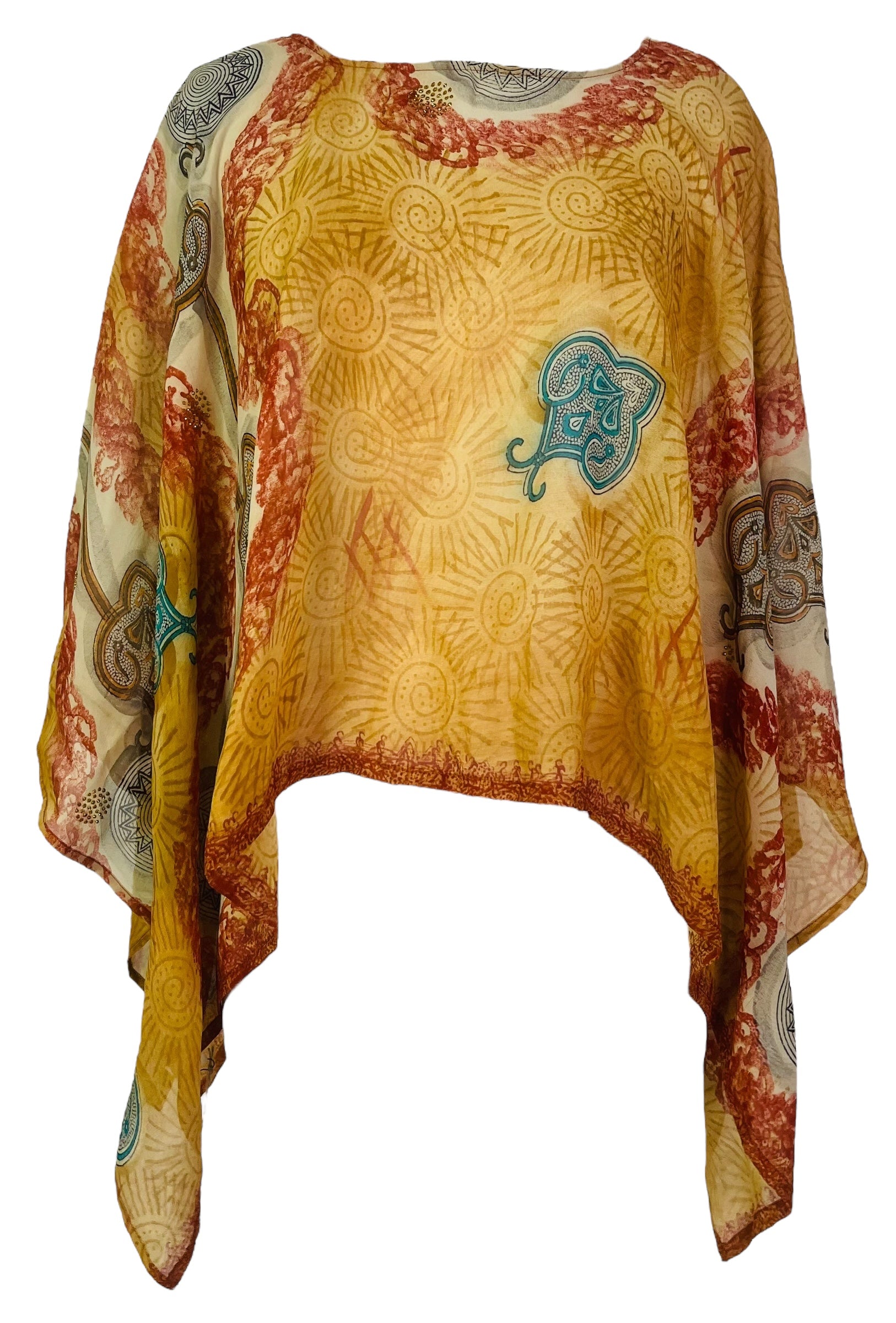 PRG7715 Sheer Avatar Pure Silk Capelet Poncho