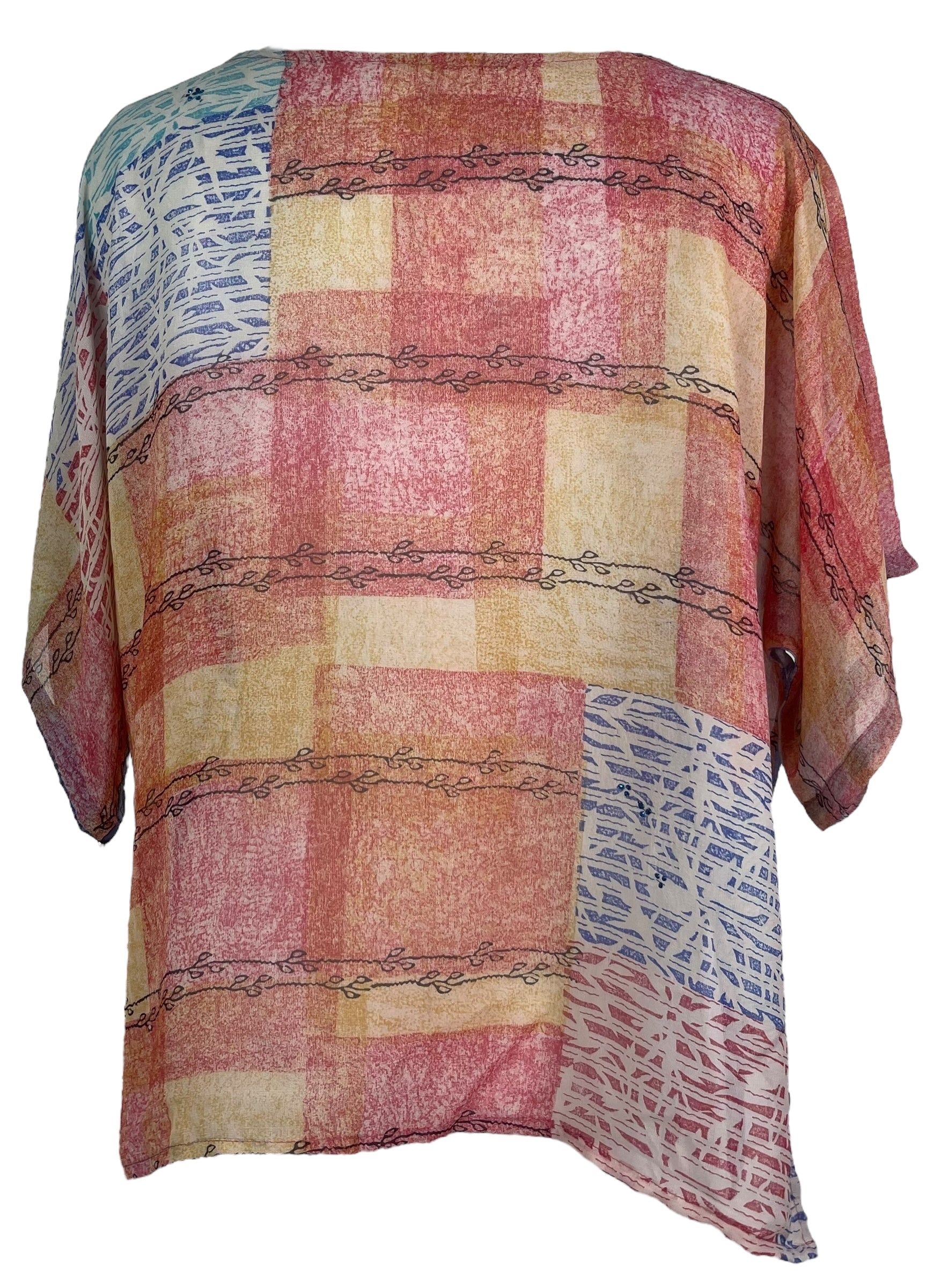 PRG8127 Sheer Avatar Pure Silk Side Slit Top