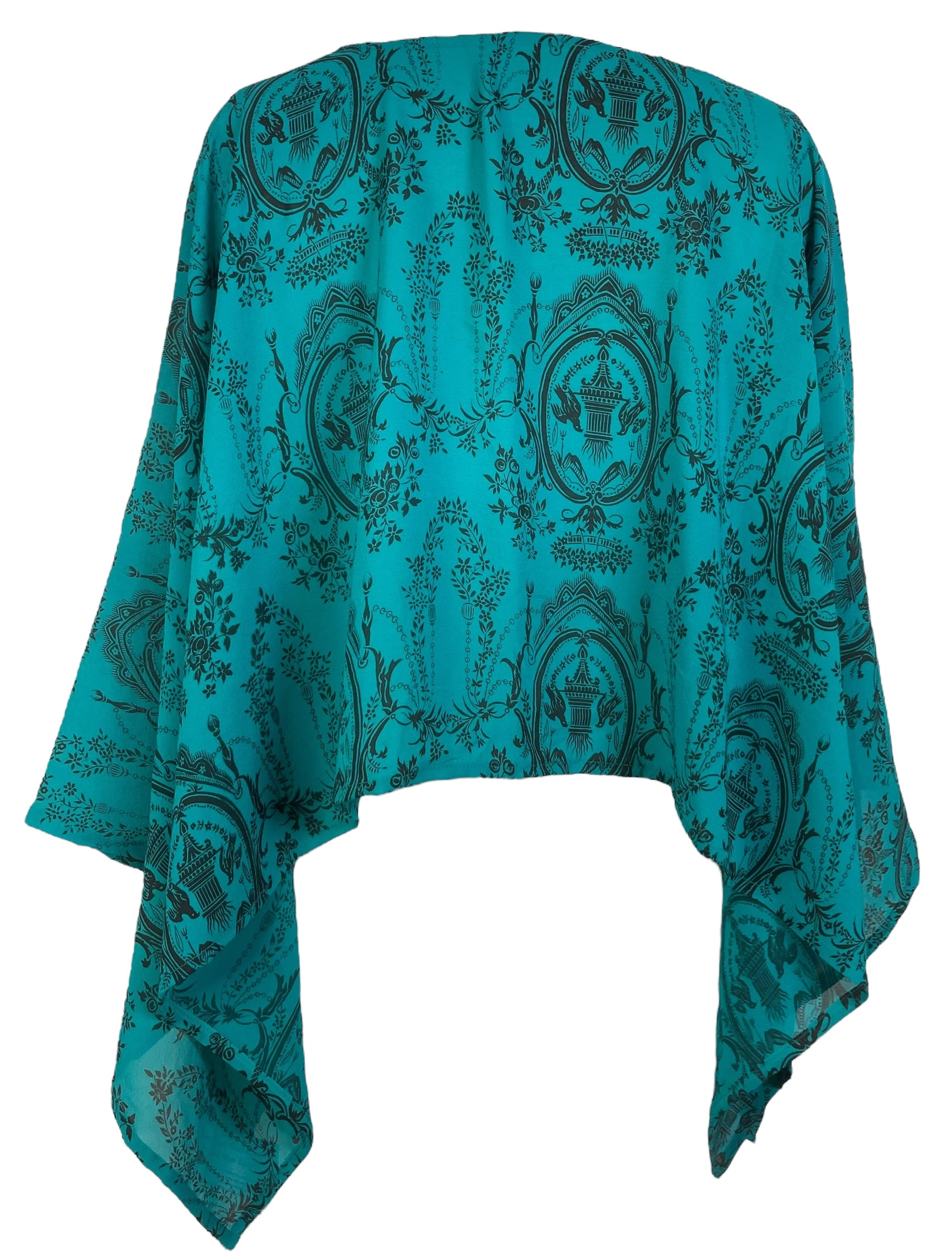 PREVIEW PRG7958 Sheer Pure Silk Wabi Sabi Capelet Poncho by DECEMBER2025 – Handmade ethical Poncho from sariKNOTsari using upcycled silk. Designed in Canada for travel and slow fashion, loved from Toronto to LA to Sydney.