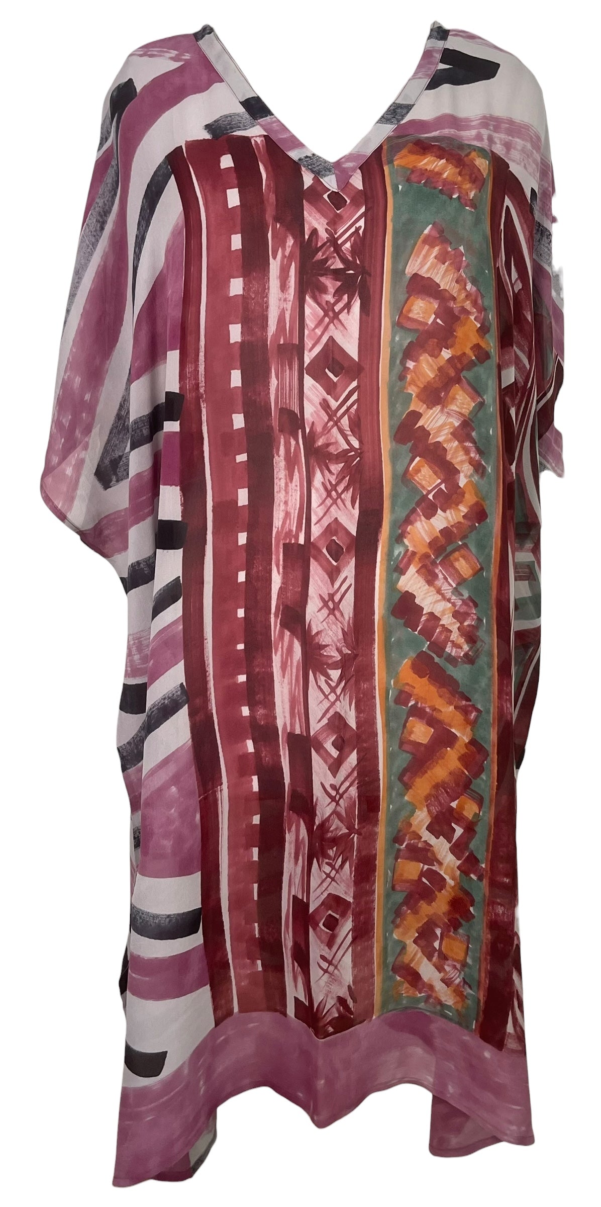 PREVIEW PRG8563 Sheer Avatar Pure Silk Midi Length Kaftan by MARCH2026 – Handmade ethical Midi Length Kaftan from sariKNOTsari using upcycled silk. Designed in Canada for travel and slow fashion, loved from Toronto to LA to Sydney.