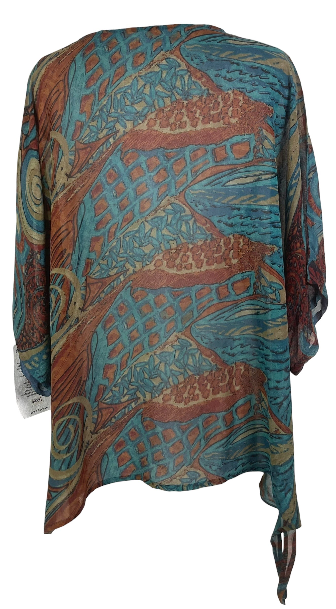 PRG8443 Wabi Sabi Pure Silk Long Tunic with Side Ties