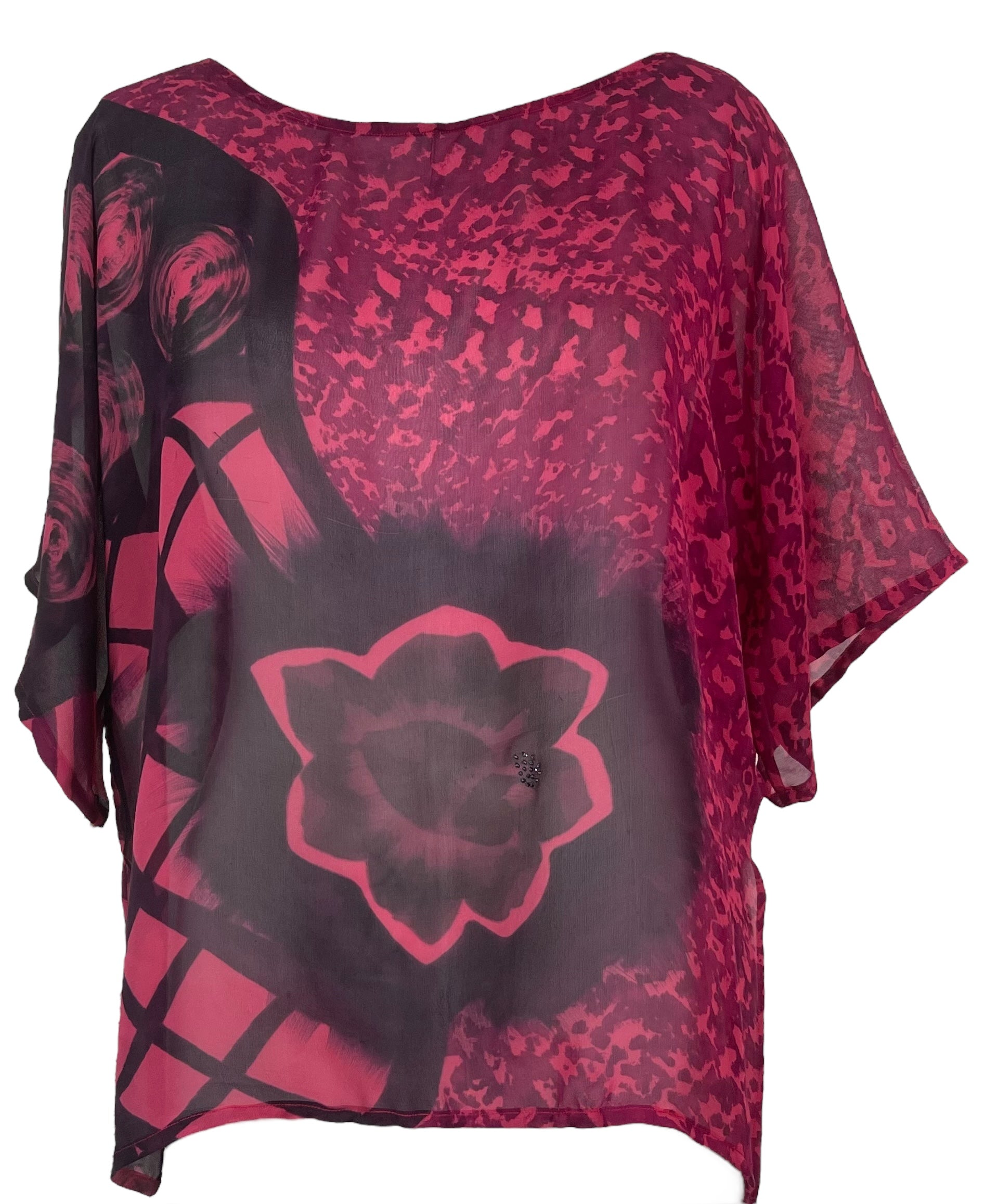 PRG7831 Sheer Wabi Sabi Pure Silk Side Slit Top