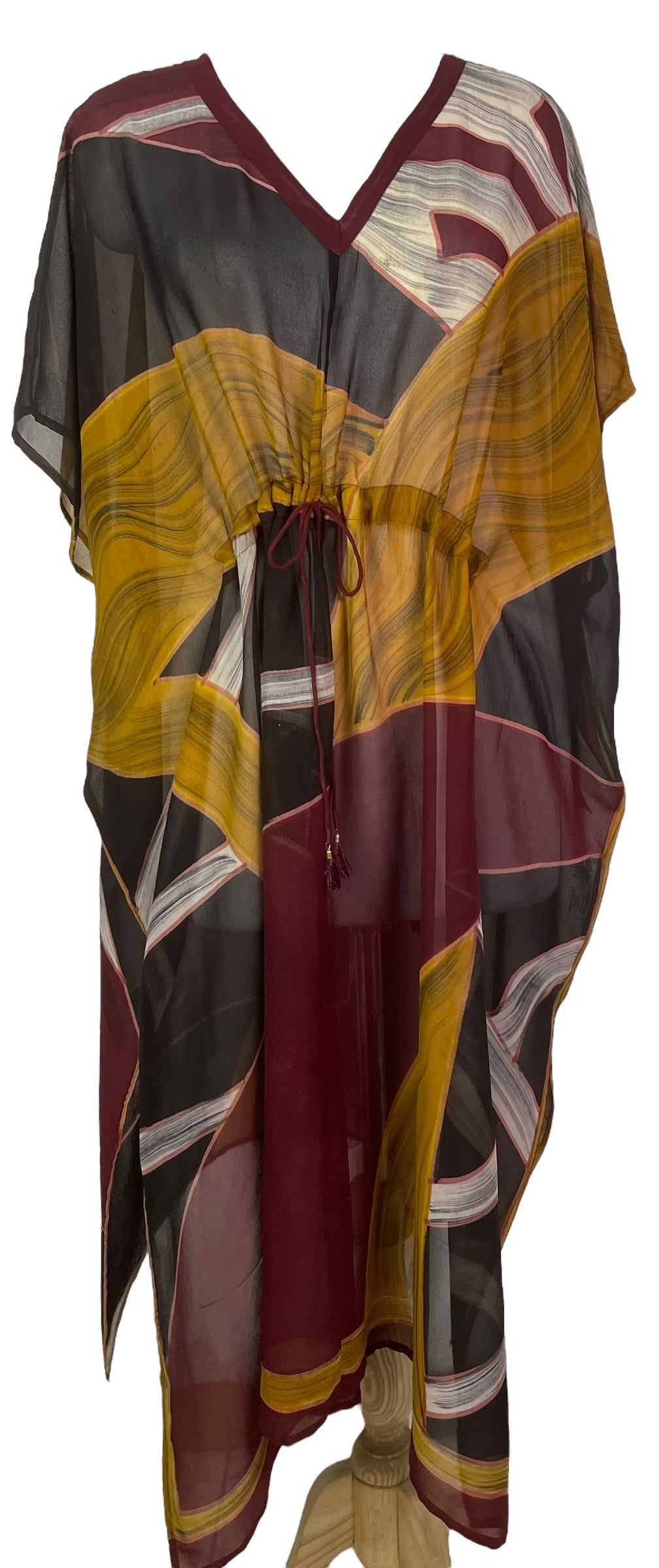 PRG7609 Sheer Wabi Sabi Pure Silk Maxi Kaftan