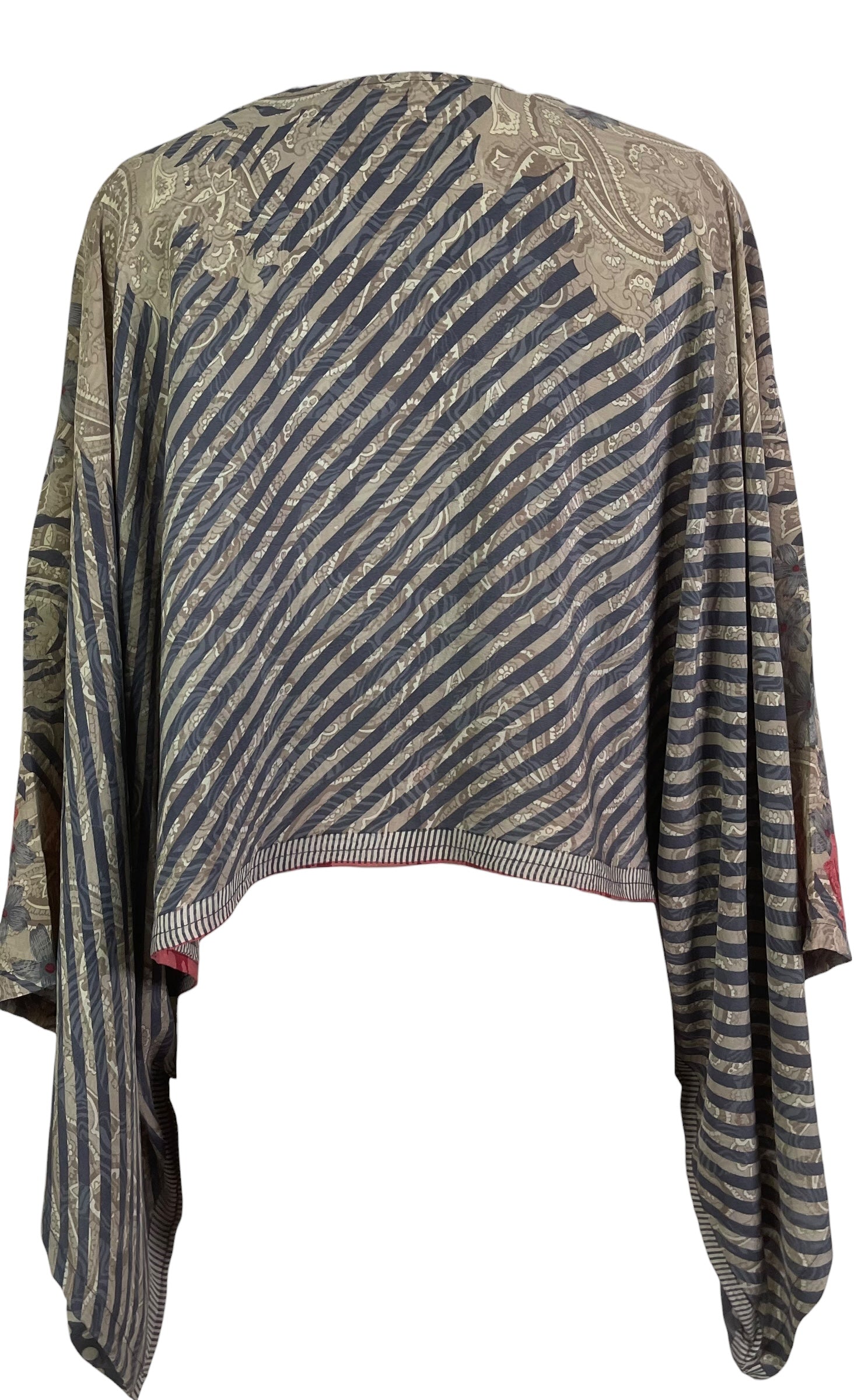 PREVIEW PRC8732 Avatar Pure Silk Kimono-Sleeved Top by MARCH2026 – Handmade ethical Kimono Top from sariKNOTsari using upcycled silk. Designed in Canada for travel and slow fashion, loved from Toronto to LA to Sydney. Featuring Zsiska, Bryn Walker and Artisan Leather coats by Rejean Pepin, Pepin designs