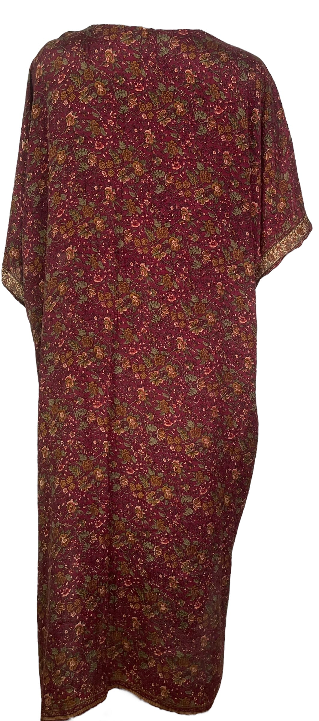 PRC7661 Avatar Long Pure Silk Kimono Sleeved Duster with Belt