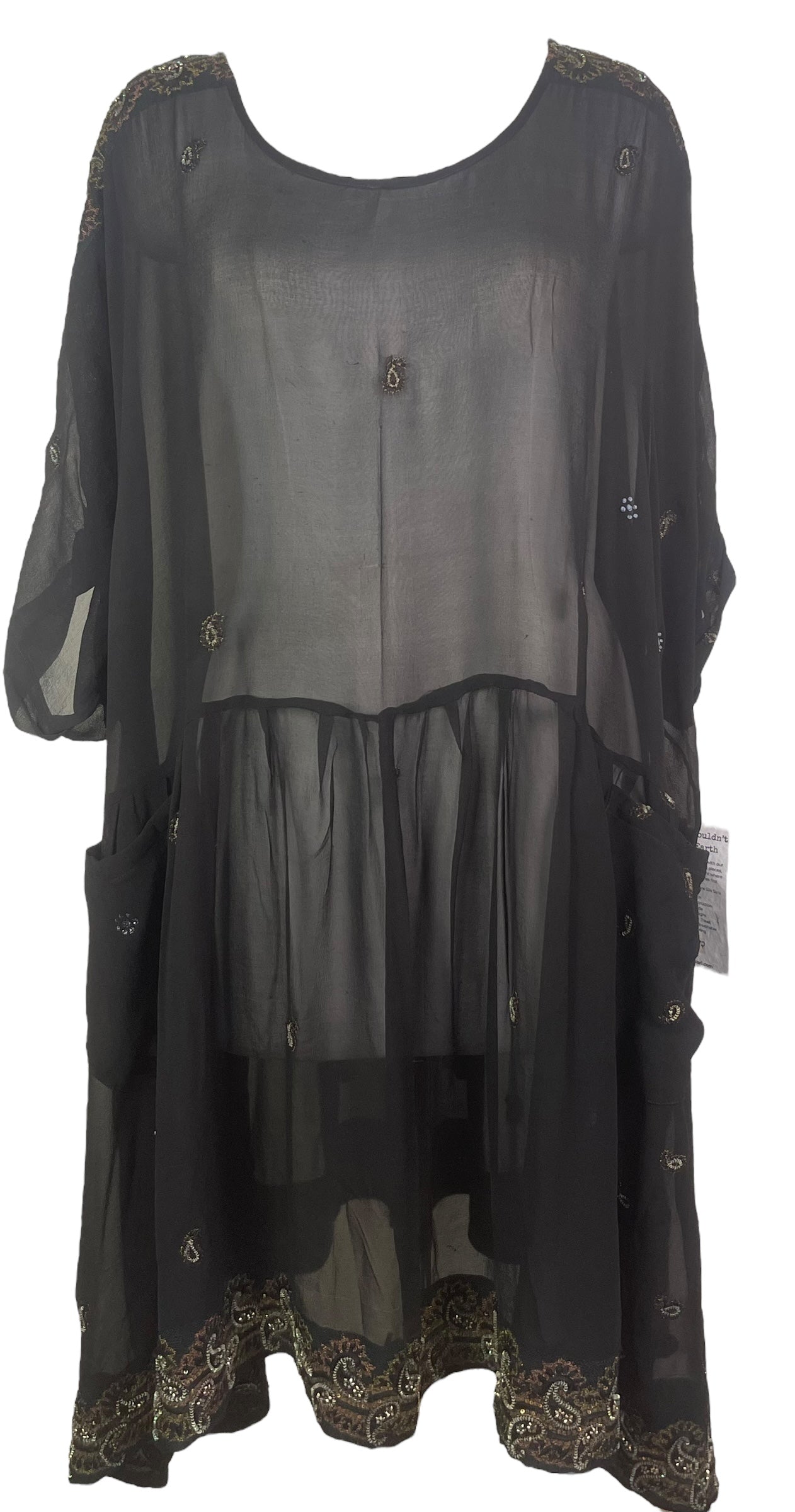 PREVIEW PRG8172 Sheer Avatar Pure Silk Boxy Babydoll Dress by FEBRUARY2026 – Handmade ethical Boxy Babydoll Dress from sariKNOTsari using upcycled silk. Designed in Canada for travel and slow fashion, loved from Toronto to LA to Sydney.