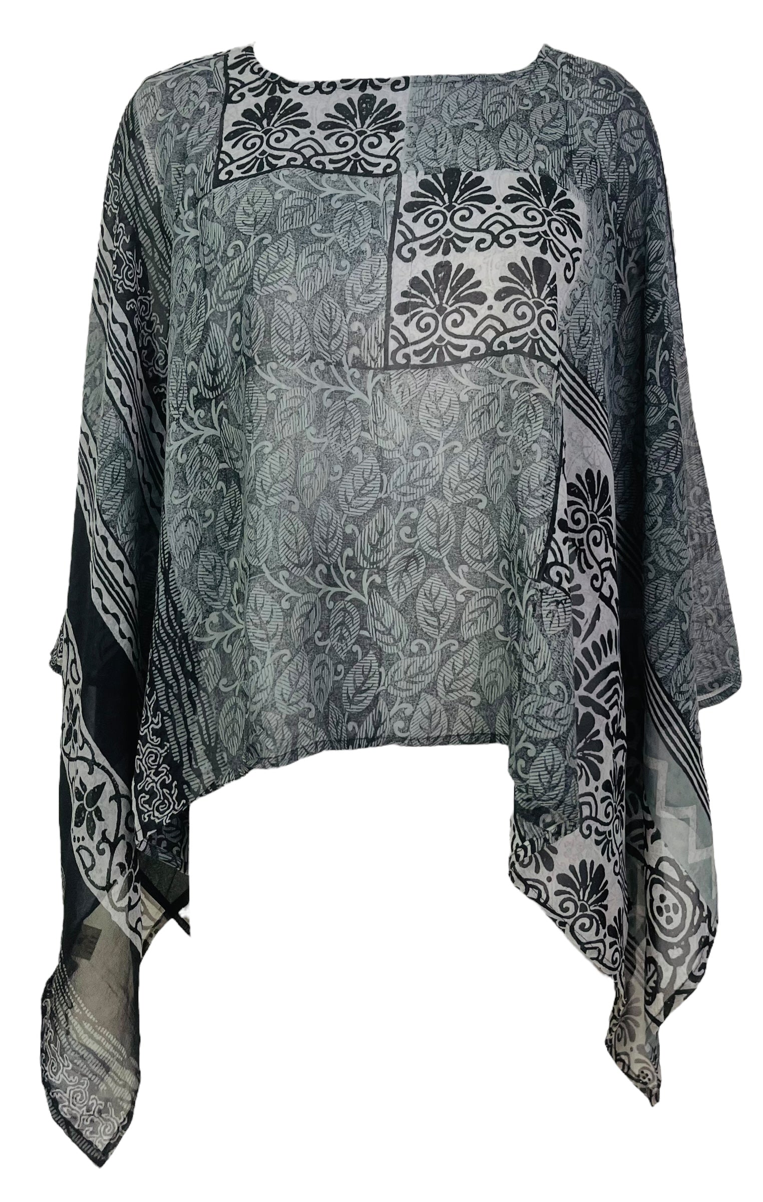 PRG7712 Sheer Avatar Pure Silk Capelet Poncho
