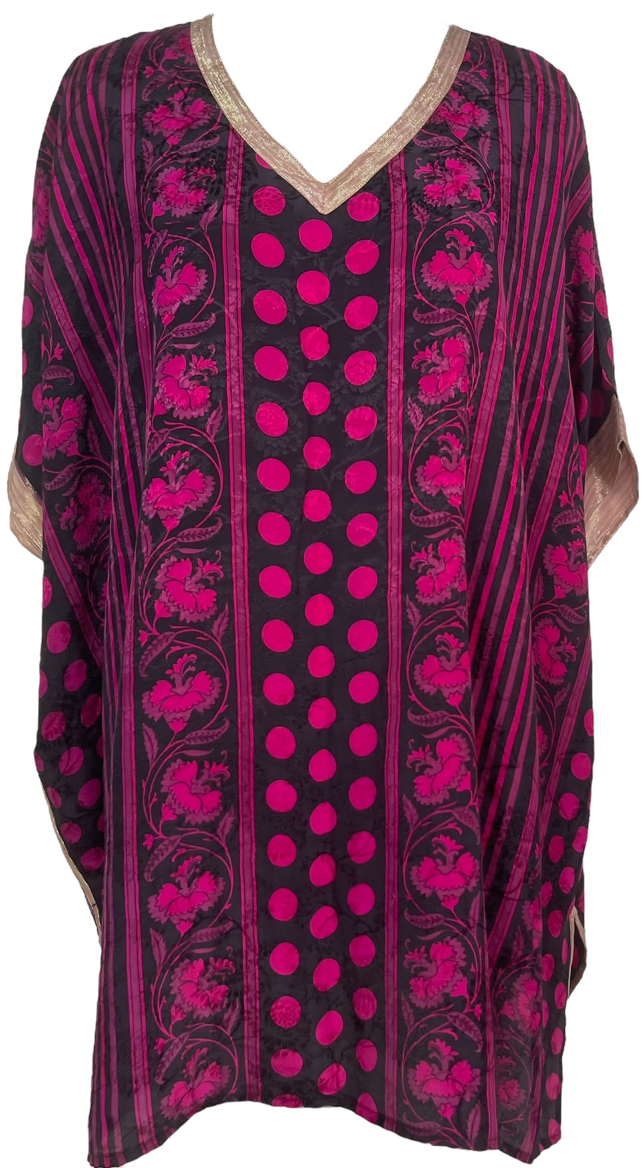 PRC7504 Avatar Pure Silk Short Kaftan Tunic with Slits