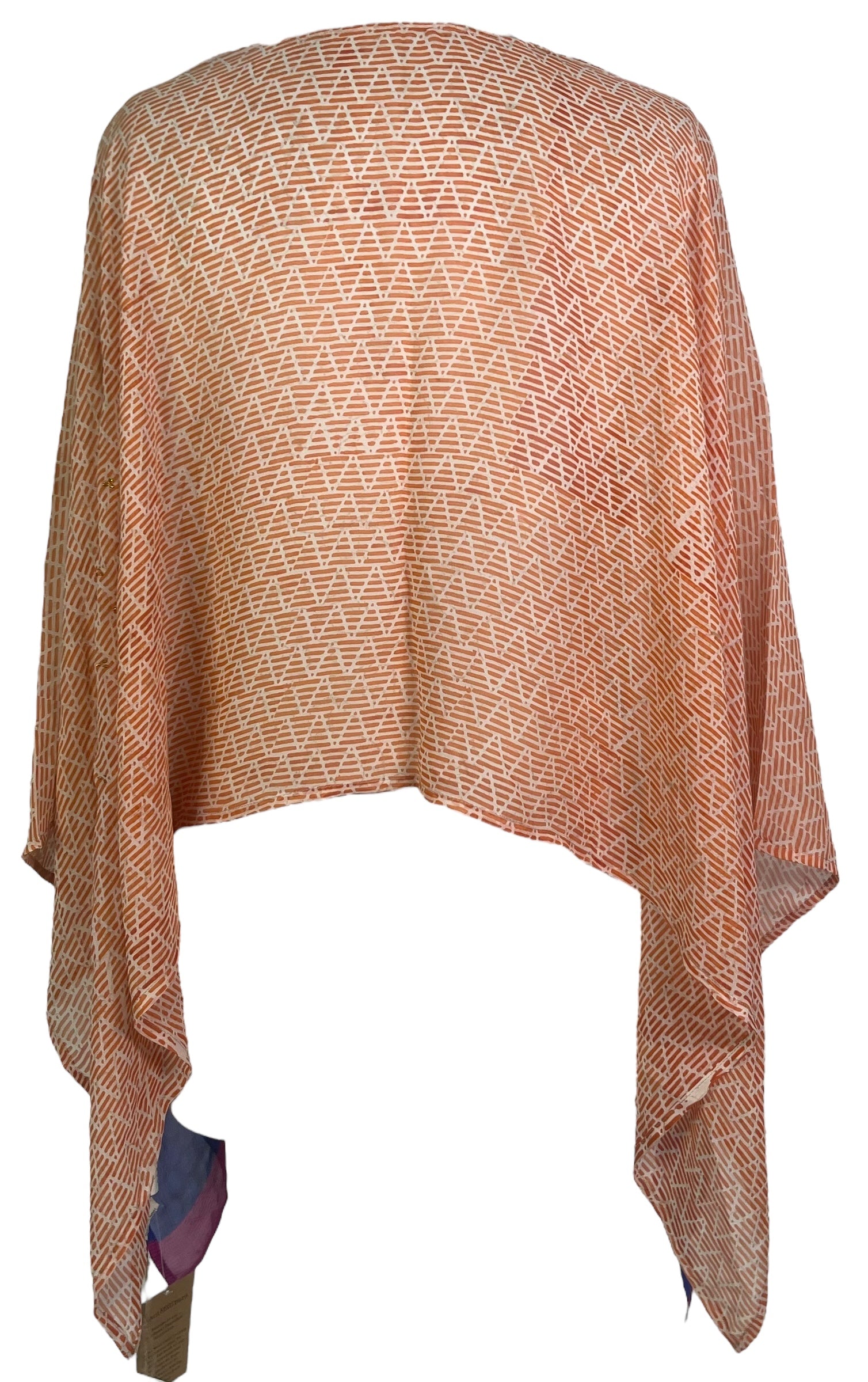 PREVIEW PRG7999 Sheer Pure Silk Wabi Sabi Capelet Poncho by DECEMBER2025 – Handmade ethical Poncho from sariKNOTsari using upcycled silk. Designed in Canada for travel and slow fashion, loved from Toronto to LA to Sydney.